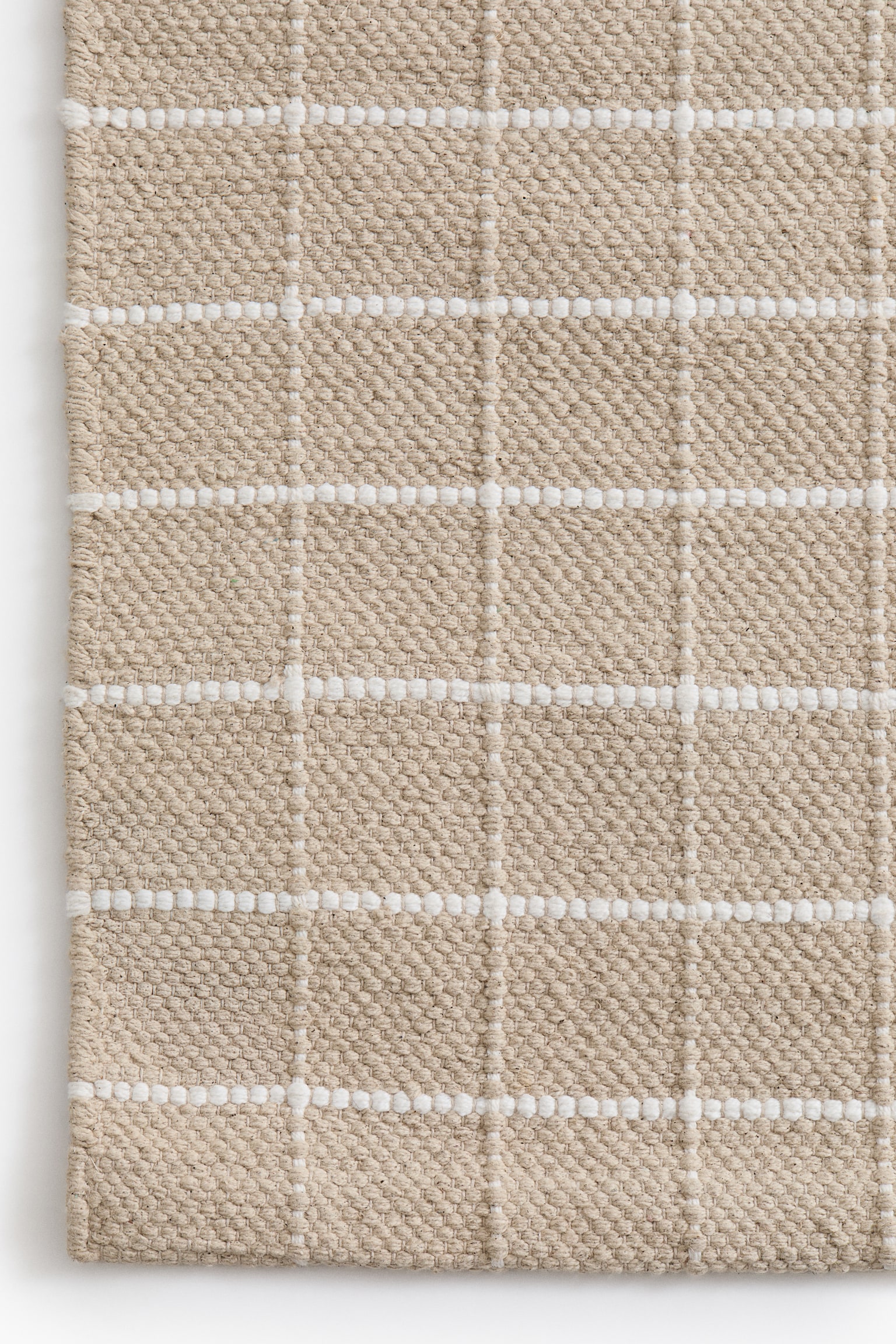Large cotton rug - Beige/Checked - 3