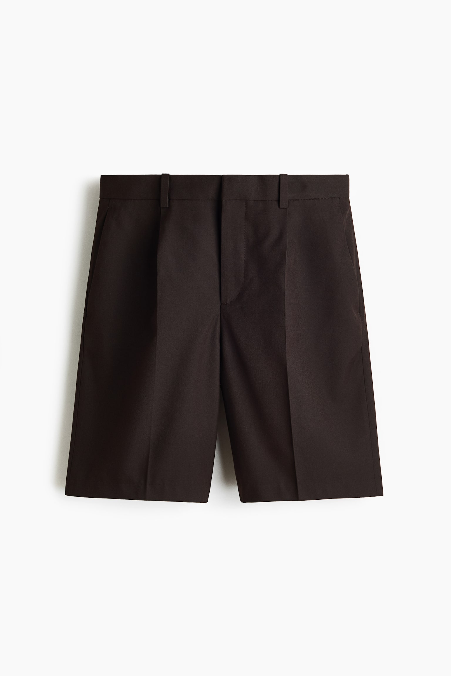 מכנסיים קצרים מחויטים Loose Fit - חום כהה/שחור - 2