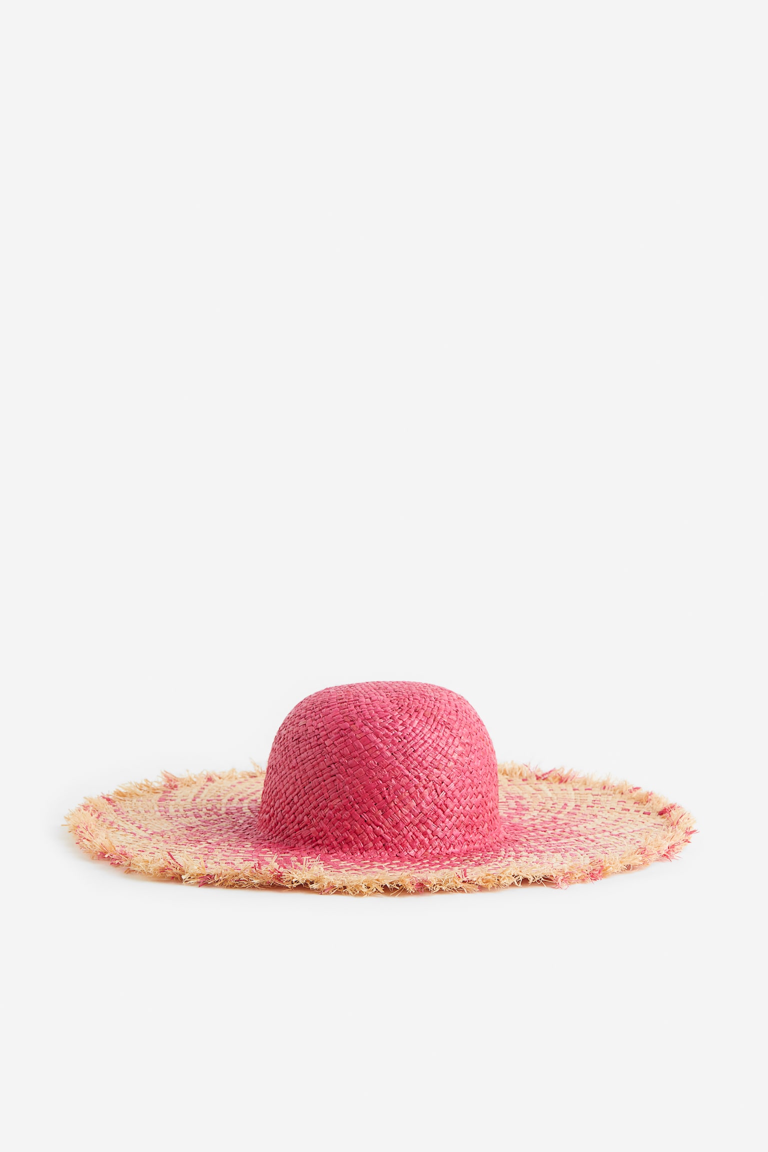 Wide Brim Straw Hat - Bright pink/Beige - 1