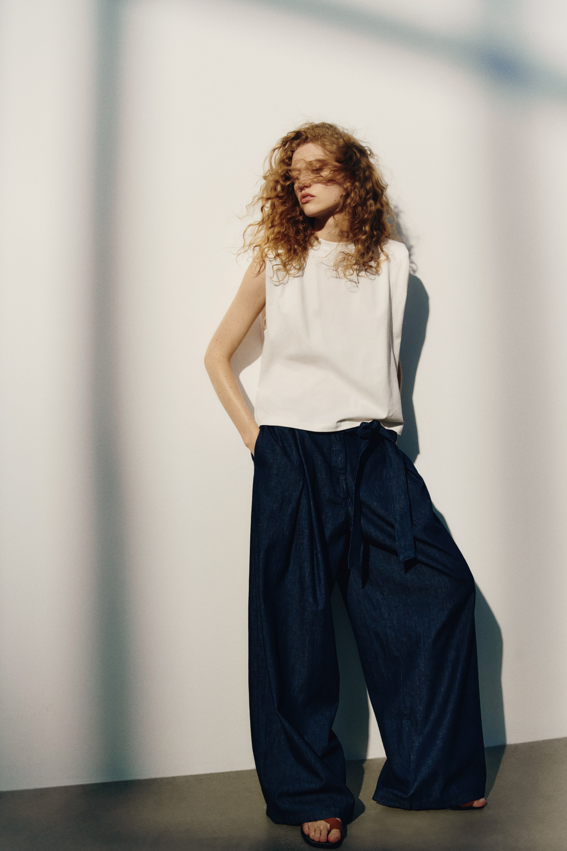 Tie-Detail Denim Pants