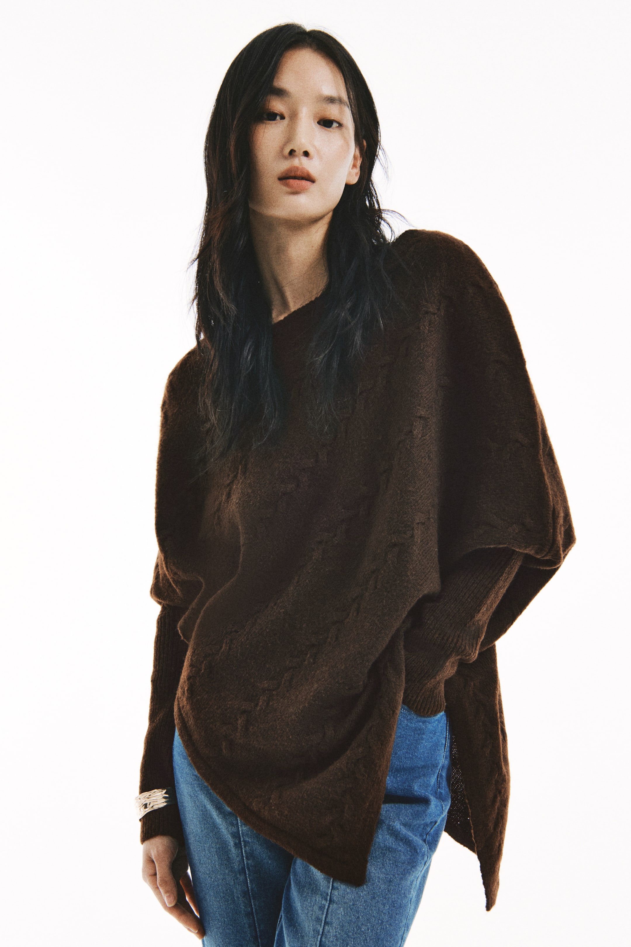 拡大画像を表示: アシンメトリーセーター - ダークブラウン - レディース | H&M JP 1