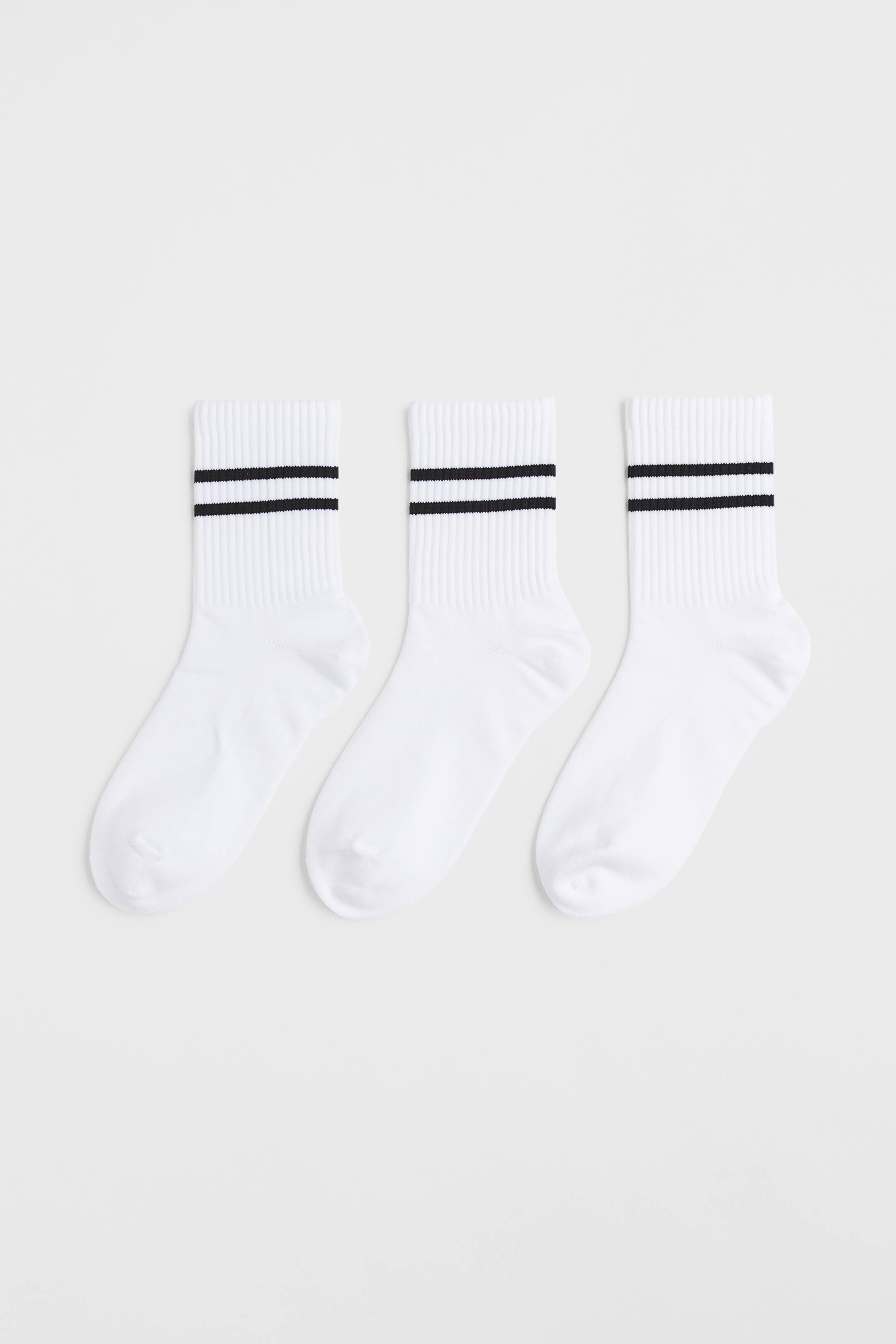 View larger image: 3-pack sports socks - White/Black striped - Kids | H&M 1