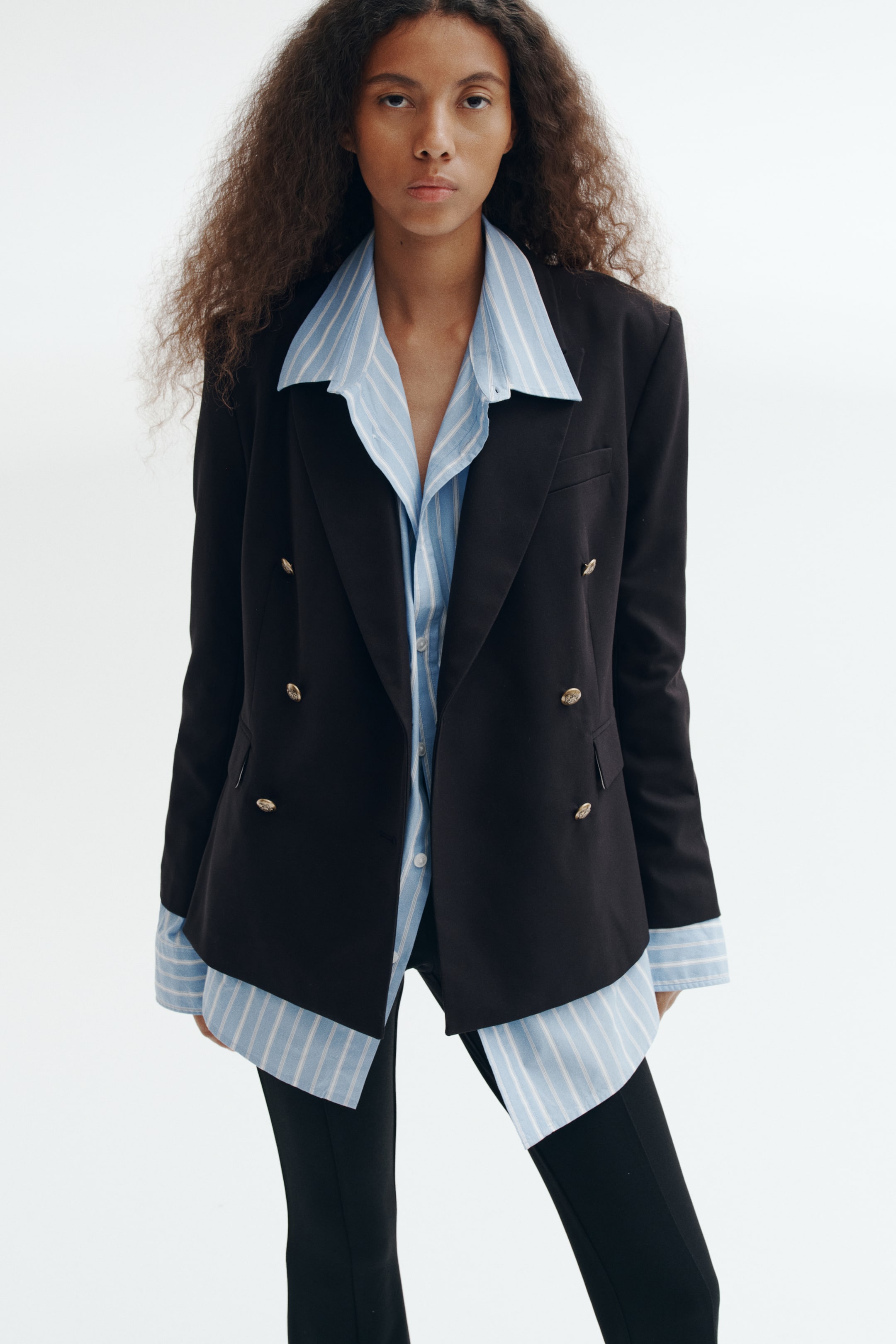 Double-Breasted Twill Blazer