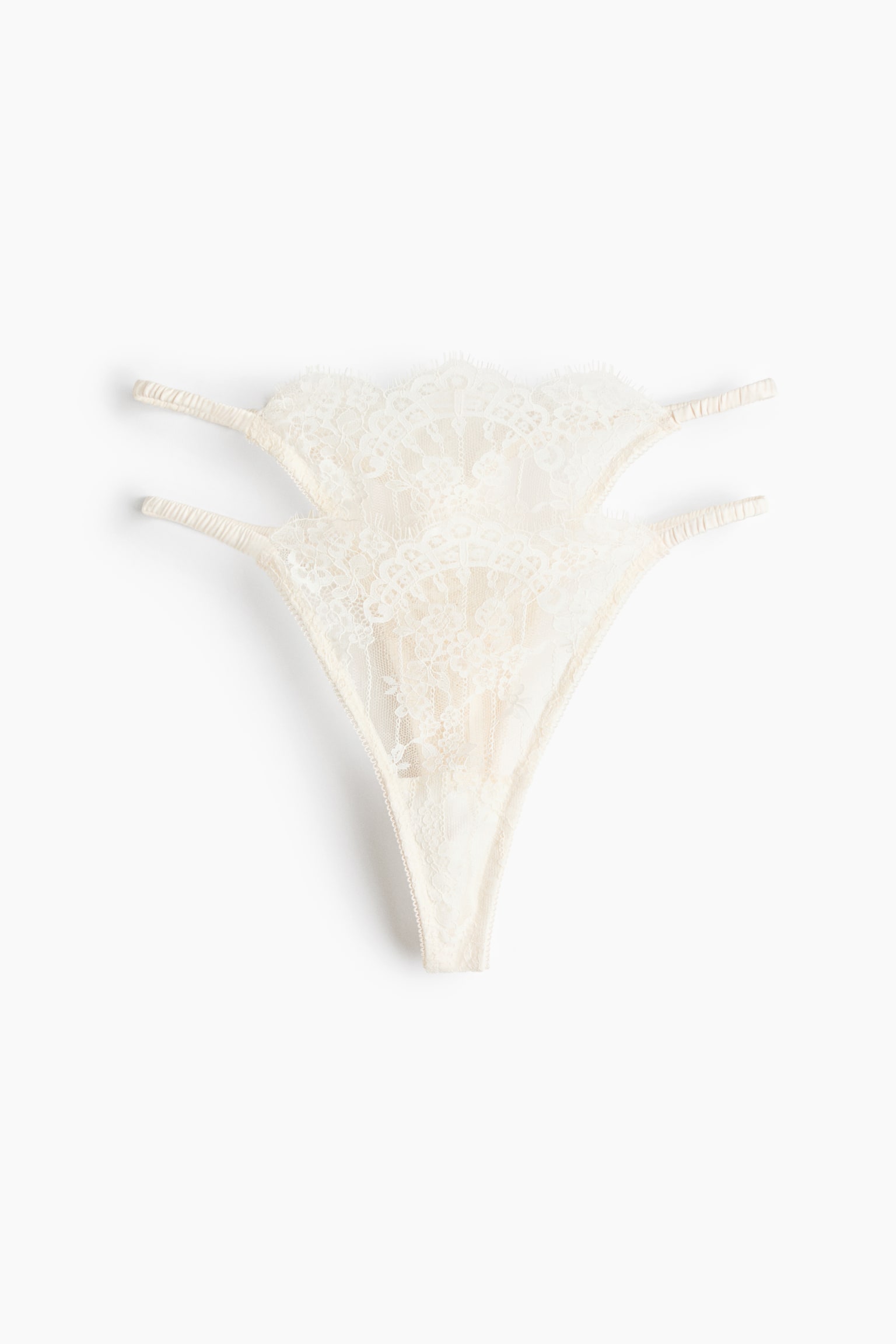 2-Pack Lace Thong Briefs - Cream