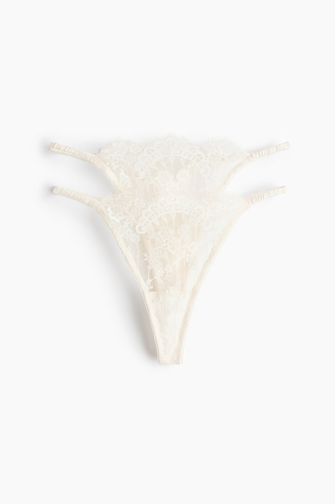 Pack de 2 cuecas Thong em renda - Creme - 1