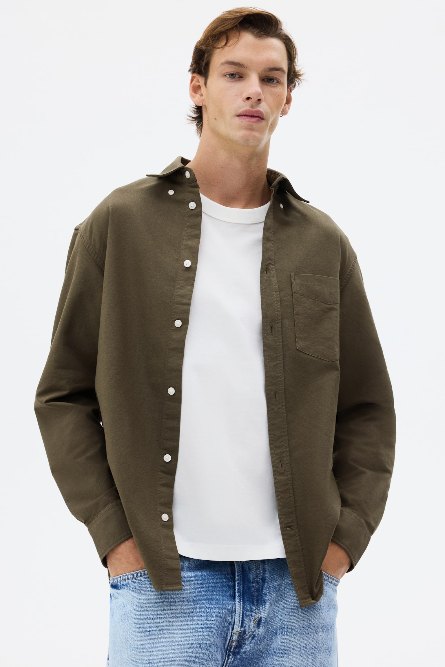 Regular Fit Oxford shirt - Dark khaki green/Light blue/Striped/Light blue/Light beige/Black/White/Pinstriped/White/Light blue/Striped - 3