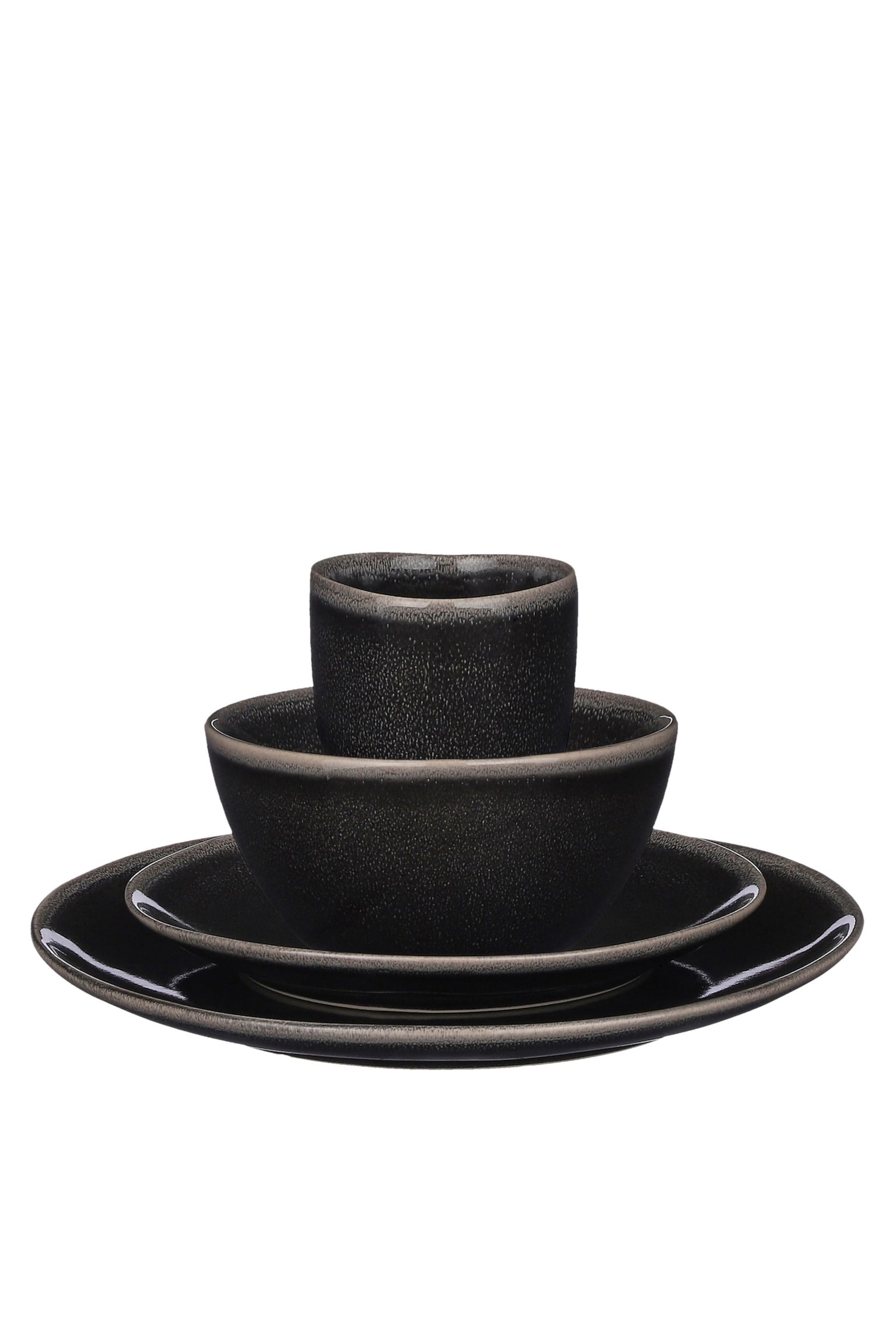 Service Set für 4 Personen - Schwarz/Grün/Grau