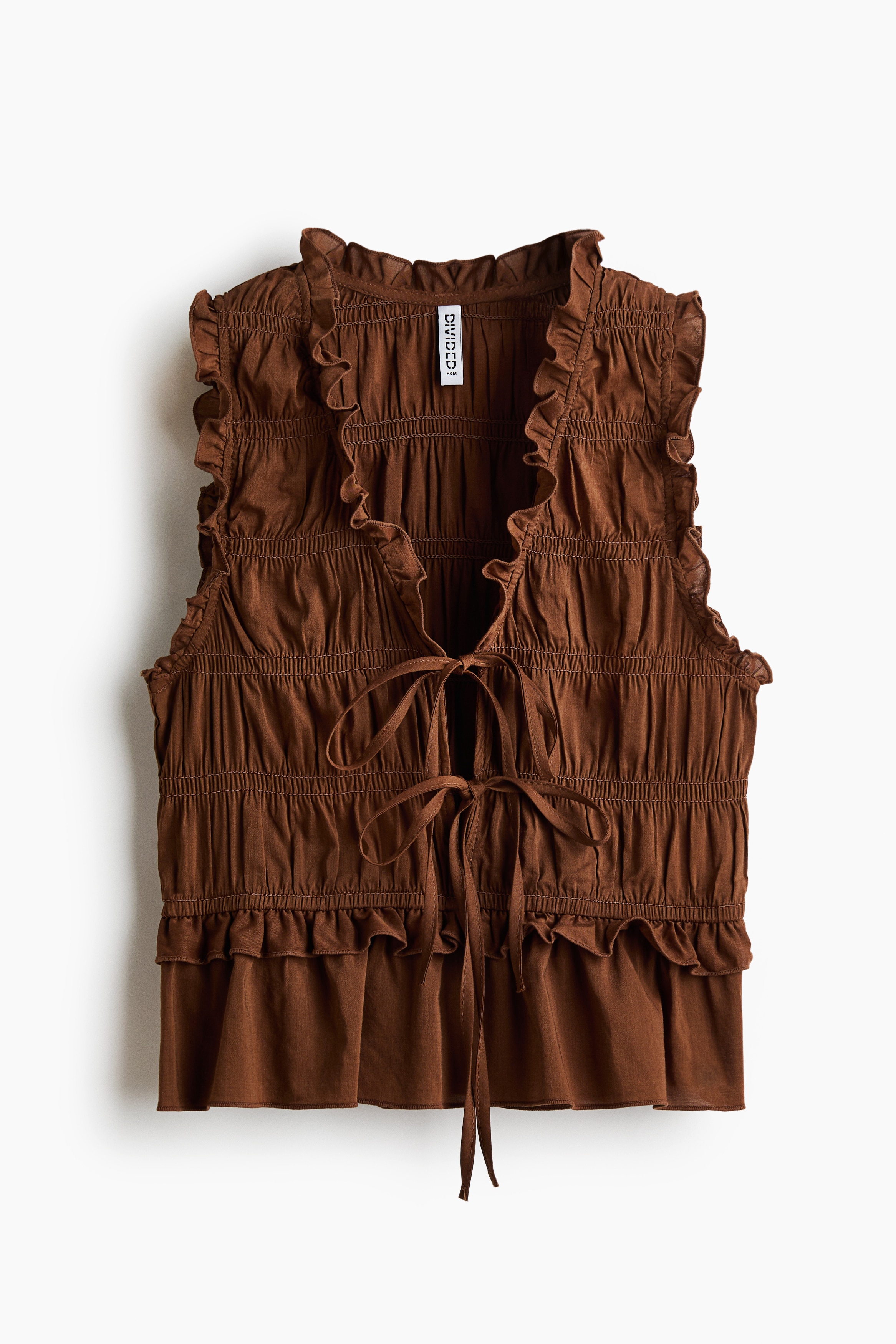 Top con smock e laccetti da annodare