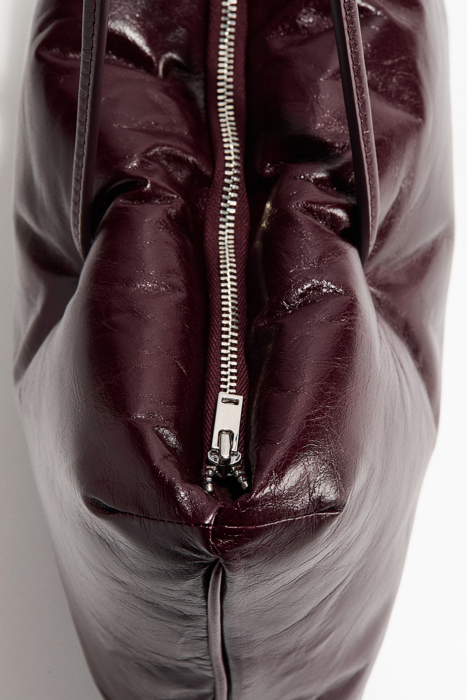 Padded leather shoulder bag - Burgundy - 2