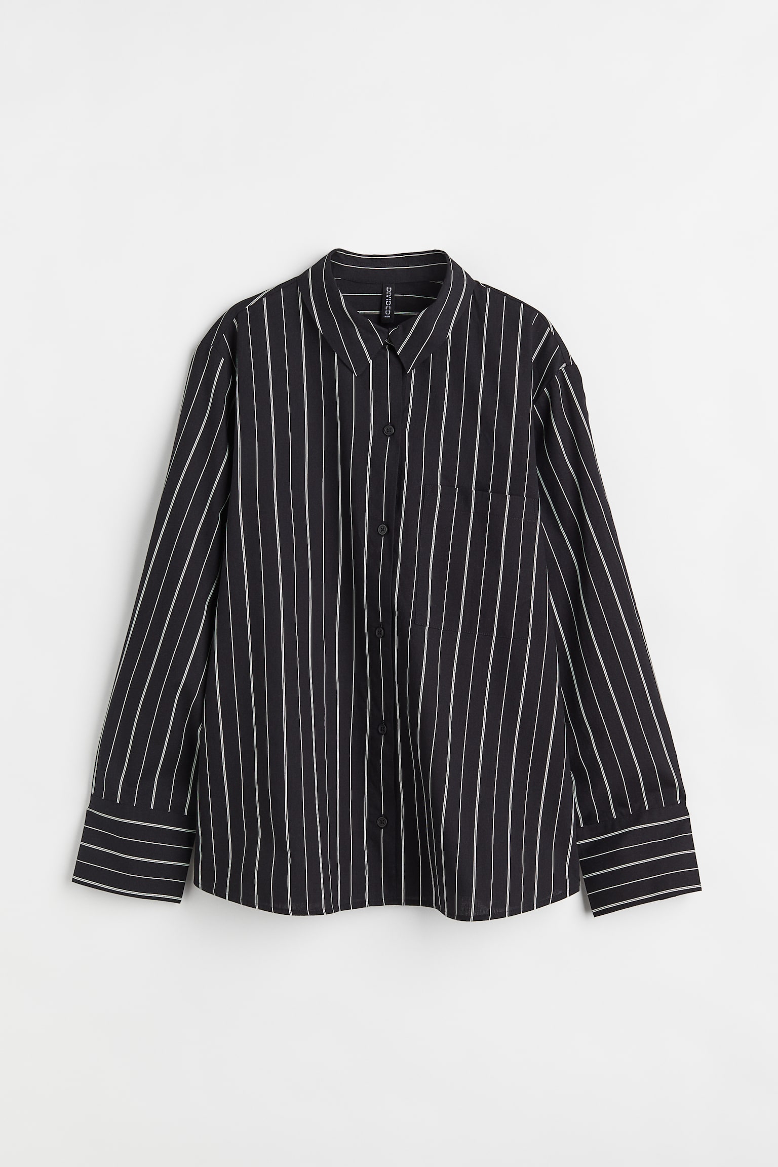 Oversized Poplin Shirt - Black/White stripe - 1