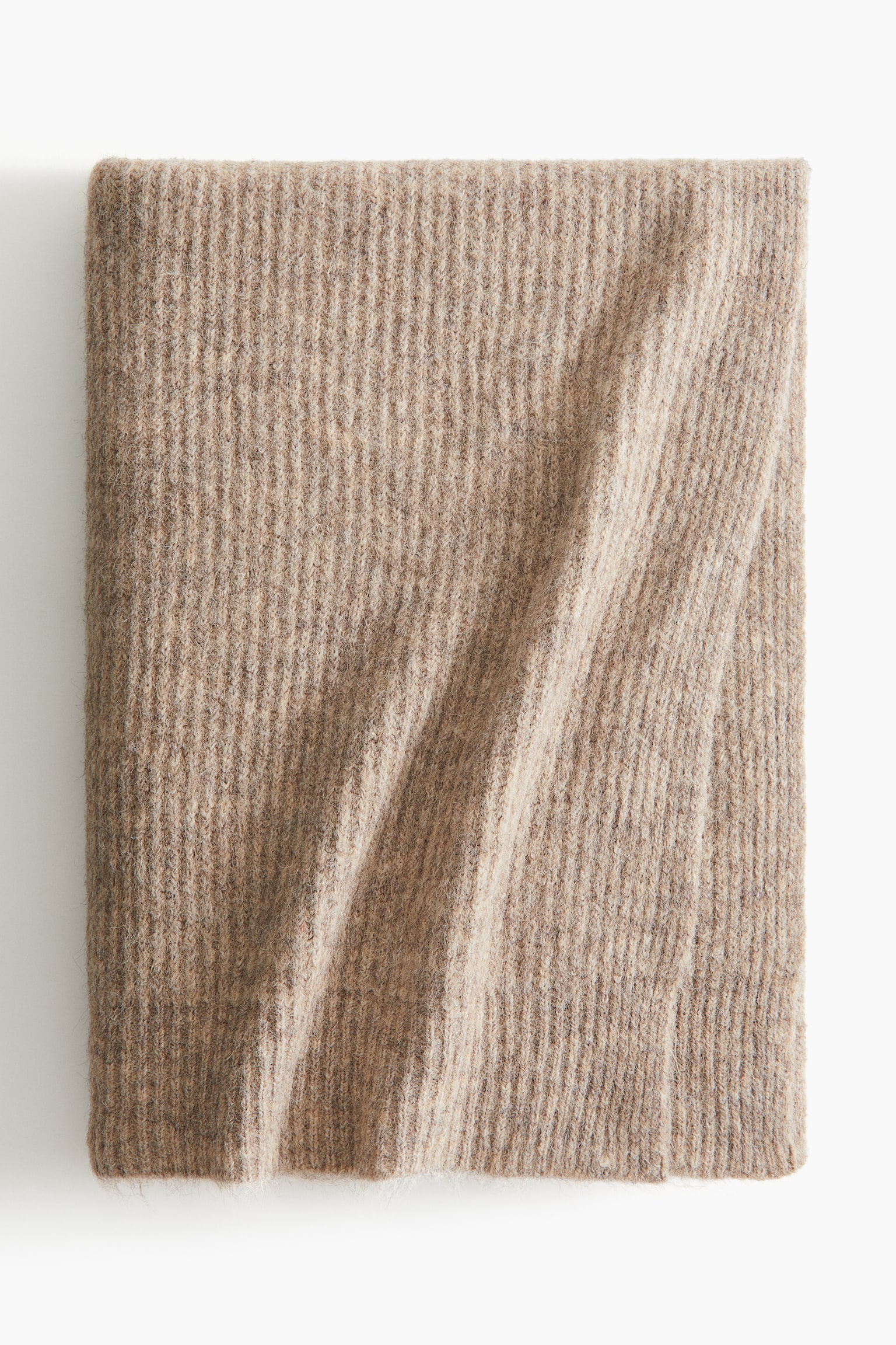 Rib-knit blanket - Beige marl/Mole/Grey/Dark green - 1