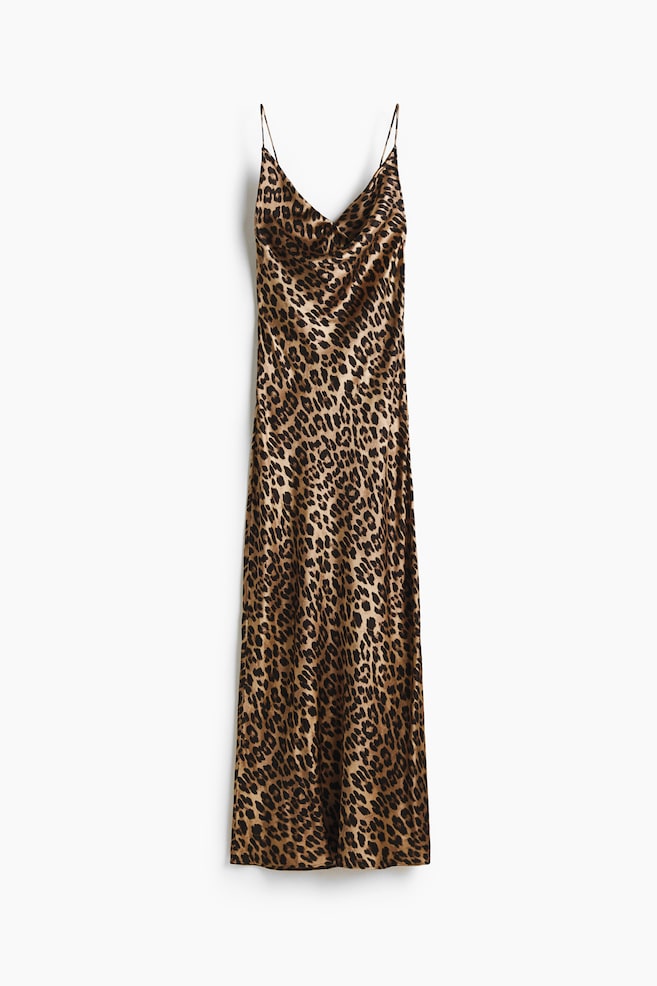 Trägerkleid aus Satin - Beige/Leopardenprint/Weiß/Zebramuster - 1
