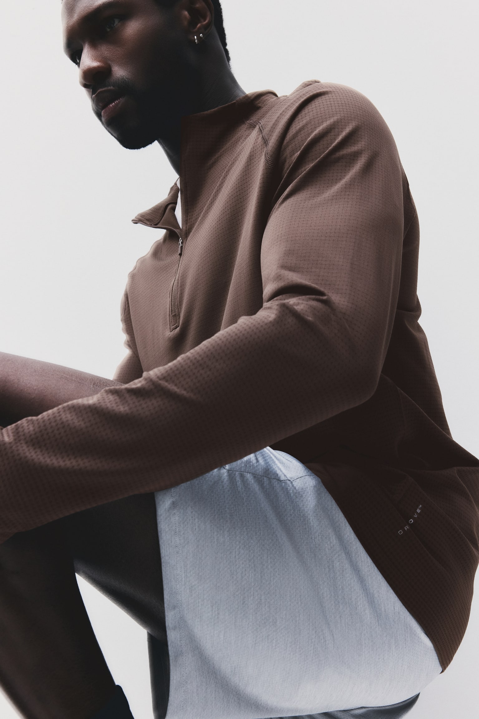 Muscle Fit Zip top sports top with DryMove™ - Brown/Brown/Navy blue - 5