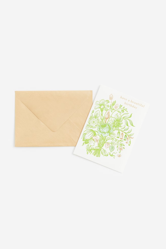 Greeting card with envelope - Green/Birthday flowers/Yellow/Flowers/Yellow/Sunflower/Light blue/Sunburst/dc/dc/dc/dc - 1