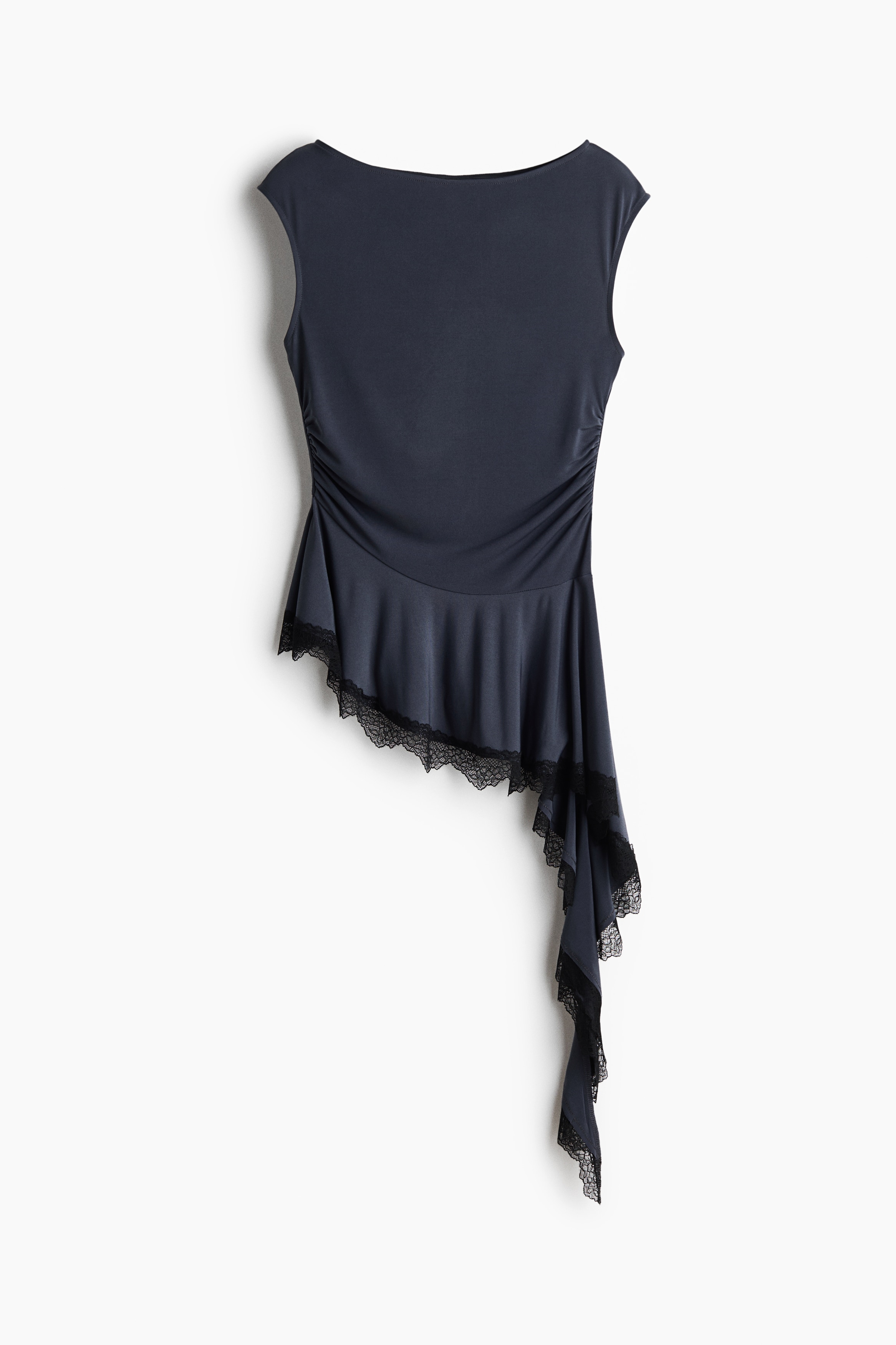 Lace-trimmed top - Dark grey/Dark brown