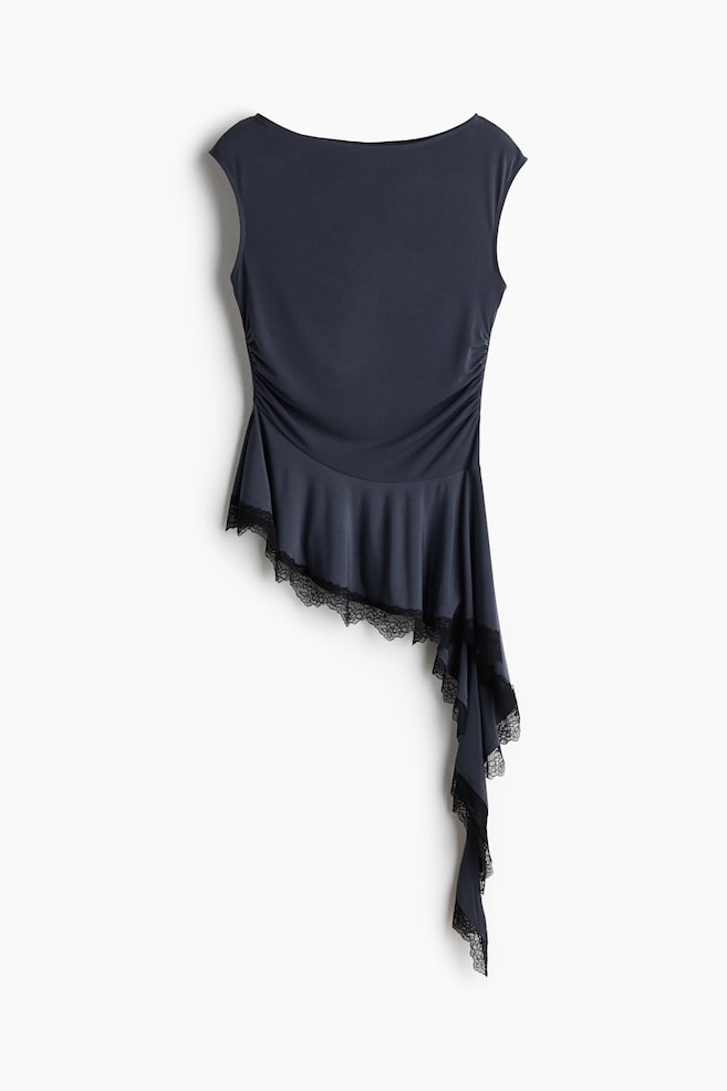 Lace-trimmed top - Dark grey - 1