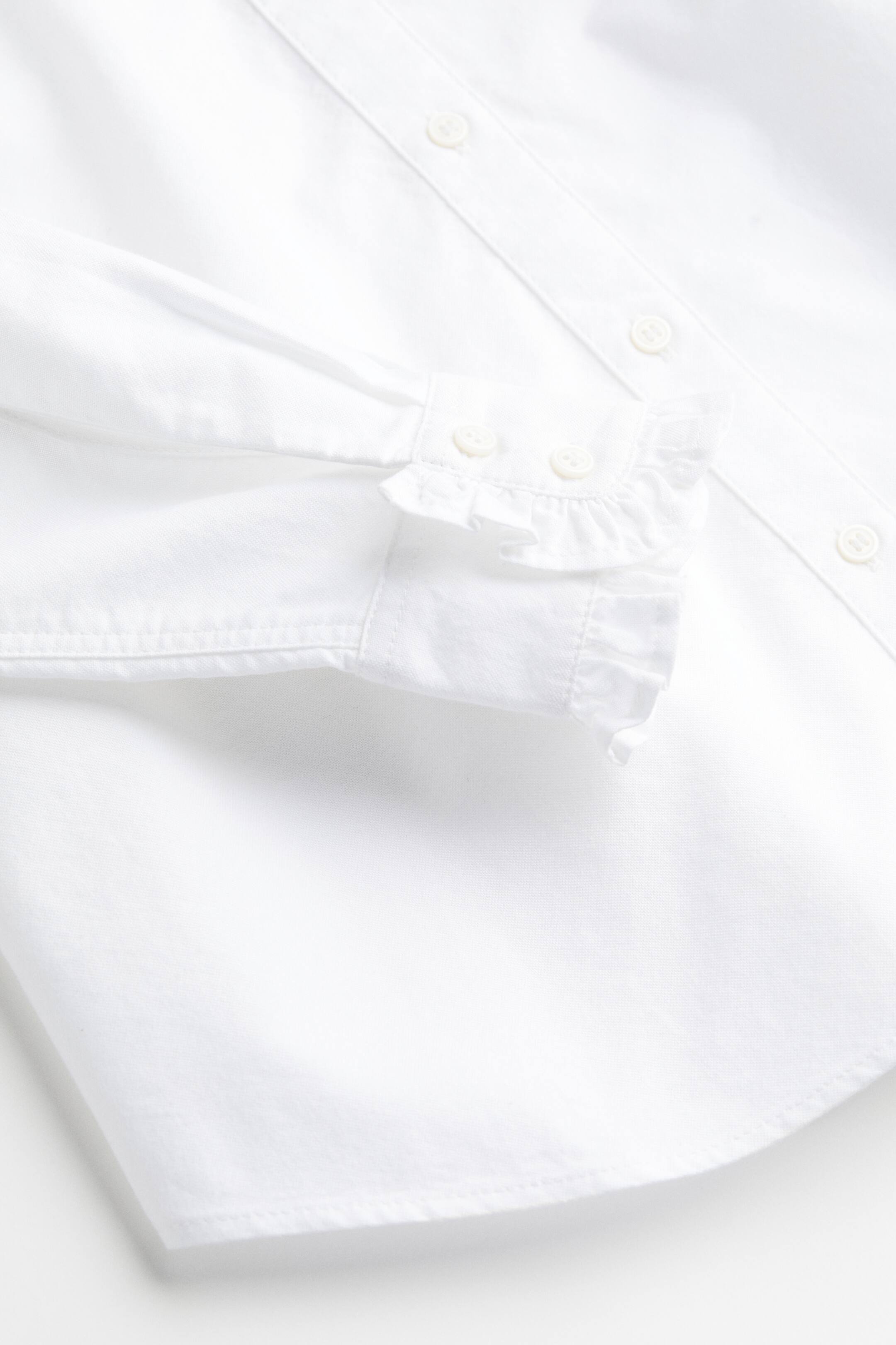 Cotton shirt - Long sleeve - Regular length - White - Ladies | H&M GB