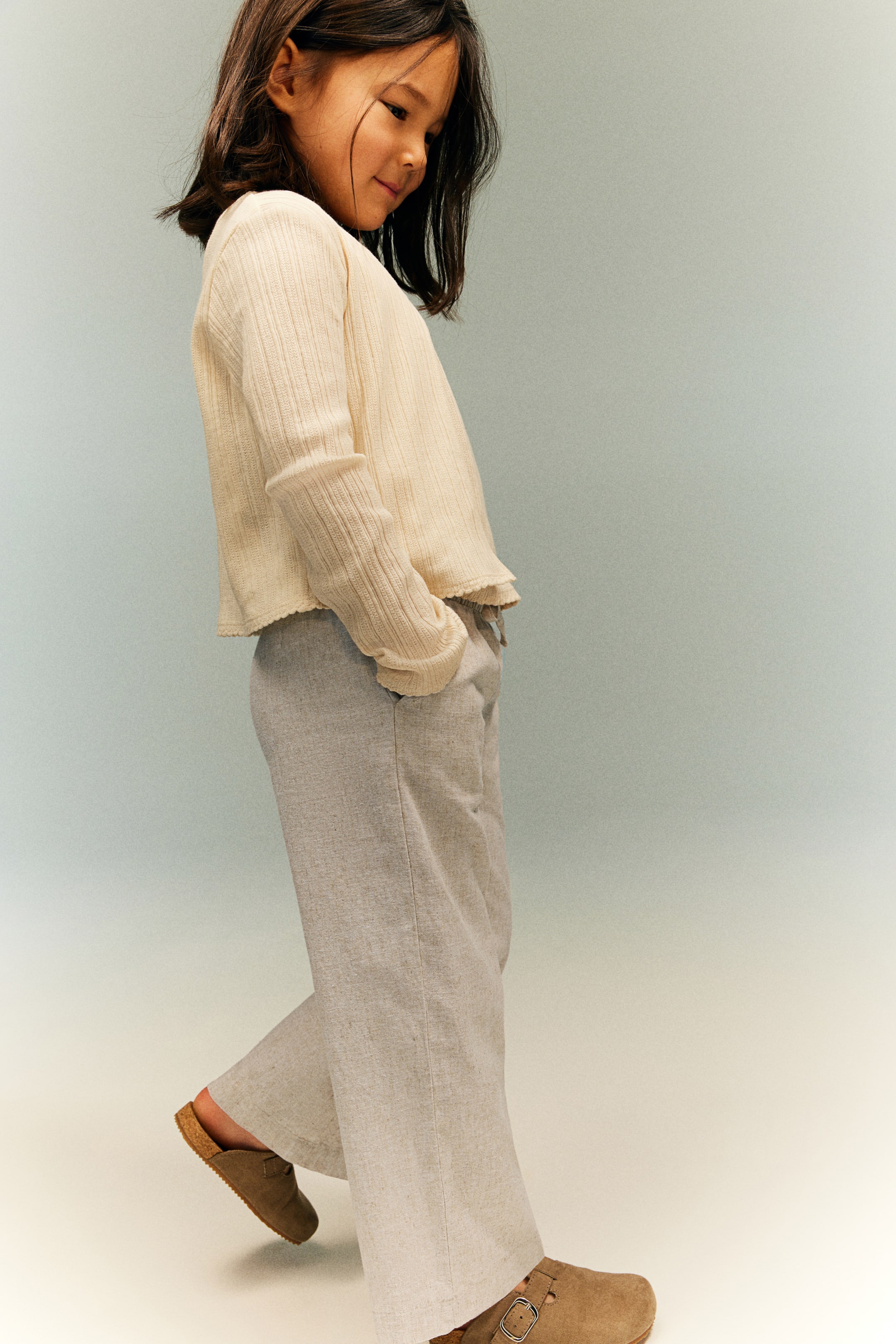 Wide-leg Linen-blend Pull-on Pants