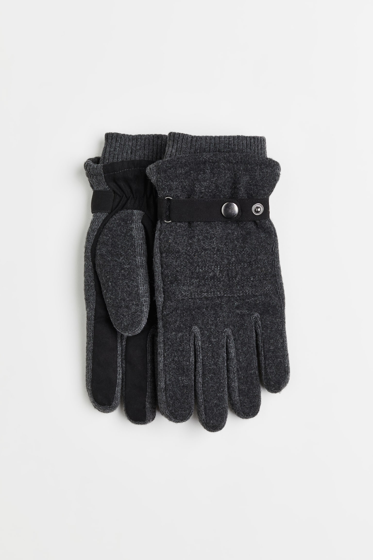 Wool-blend gloves - Dark grey marl/Black - 1