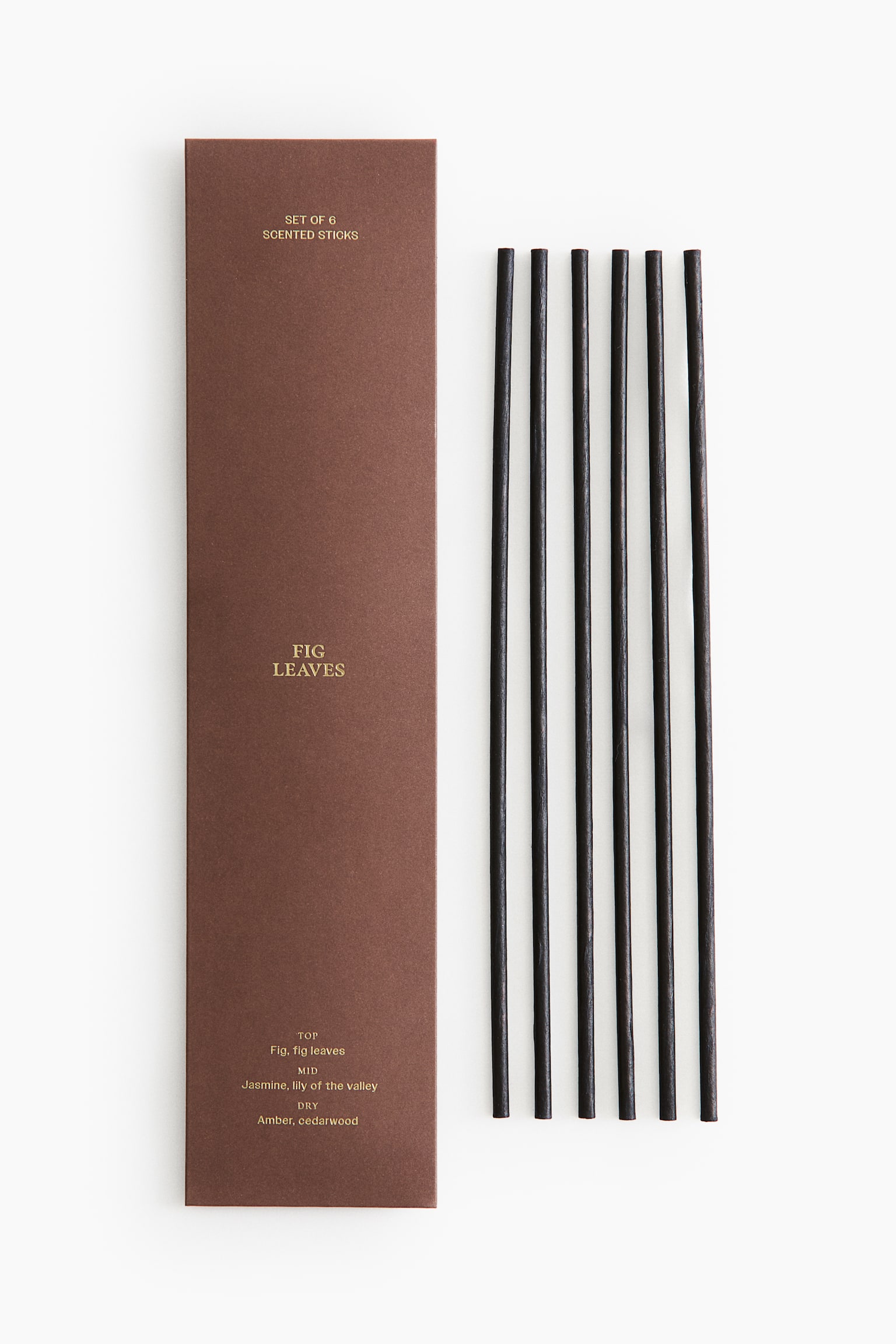 6-pack scented reeds - Fig Leaves/Rose Geranium/Cedarwood Pepper
