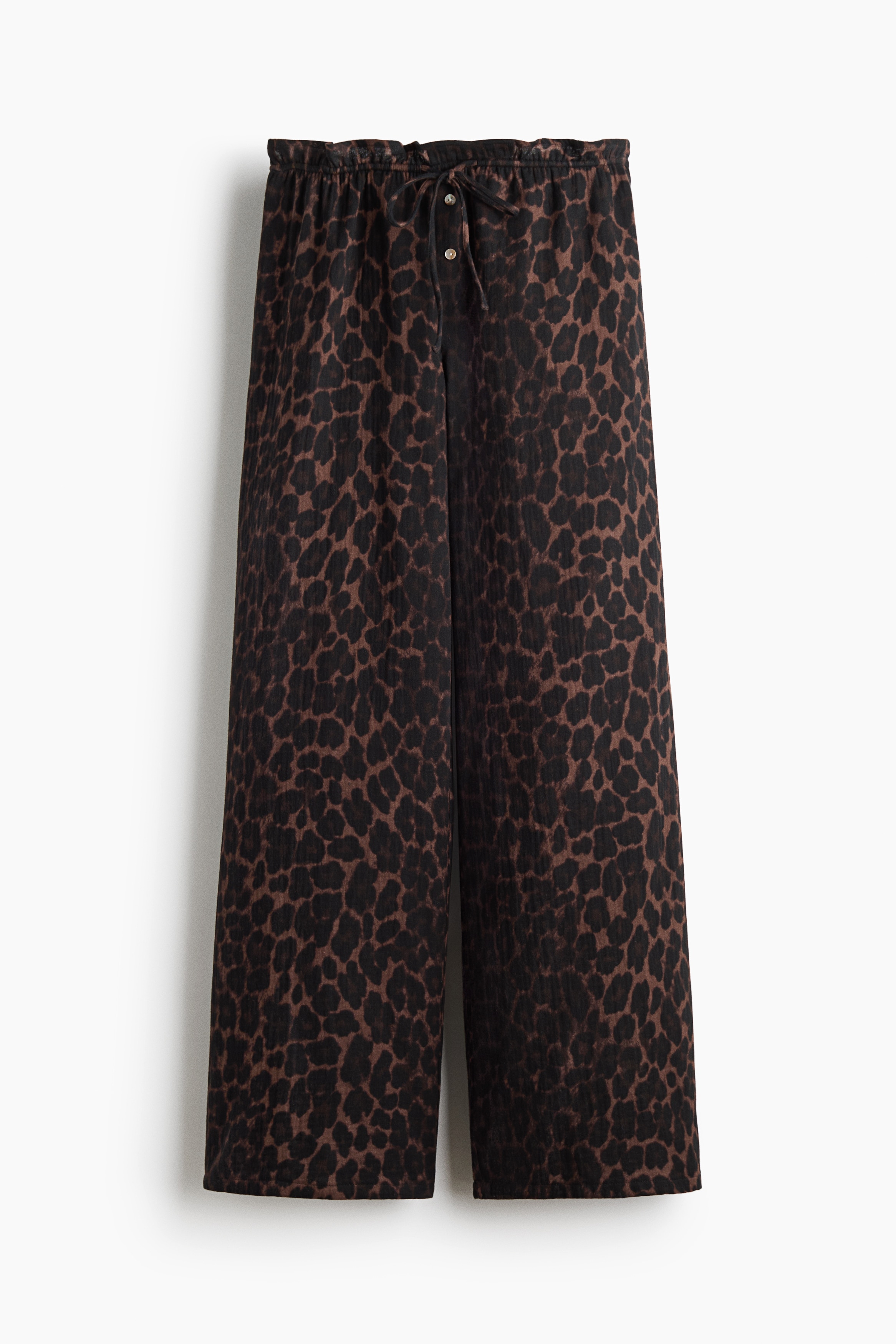 Pyjamahose aus Musselin - Dunkelbraun/Leopardenprint