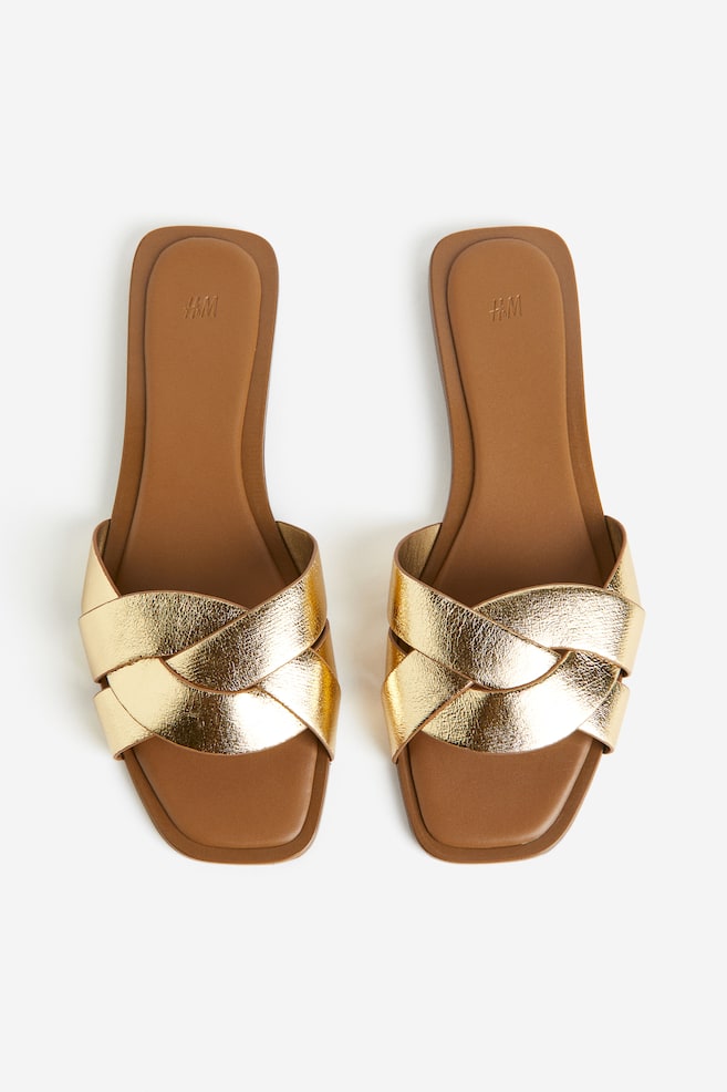 Flettede sandaler - Gullfarget - 2