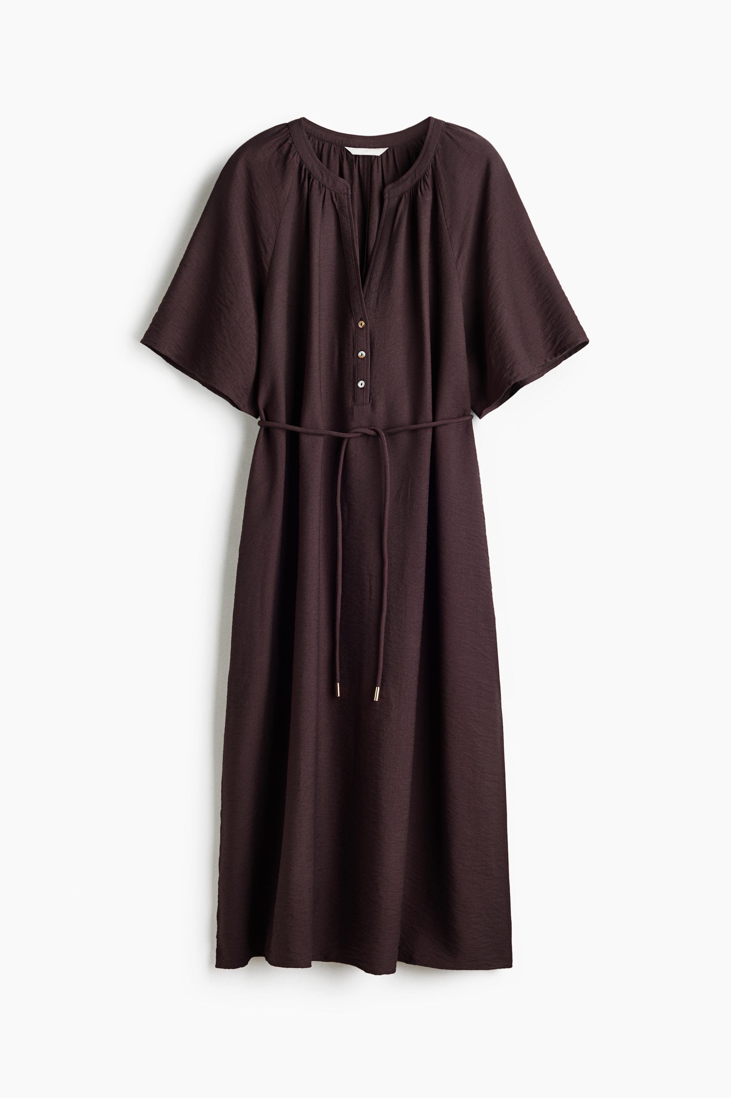 Vestido túnica con lazos - Café oscuro/Beige claro
