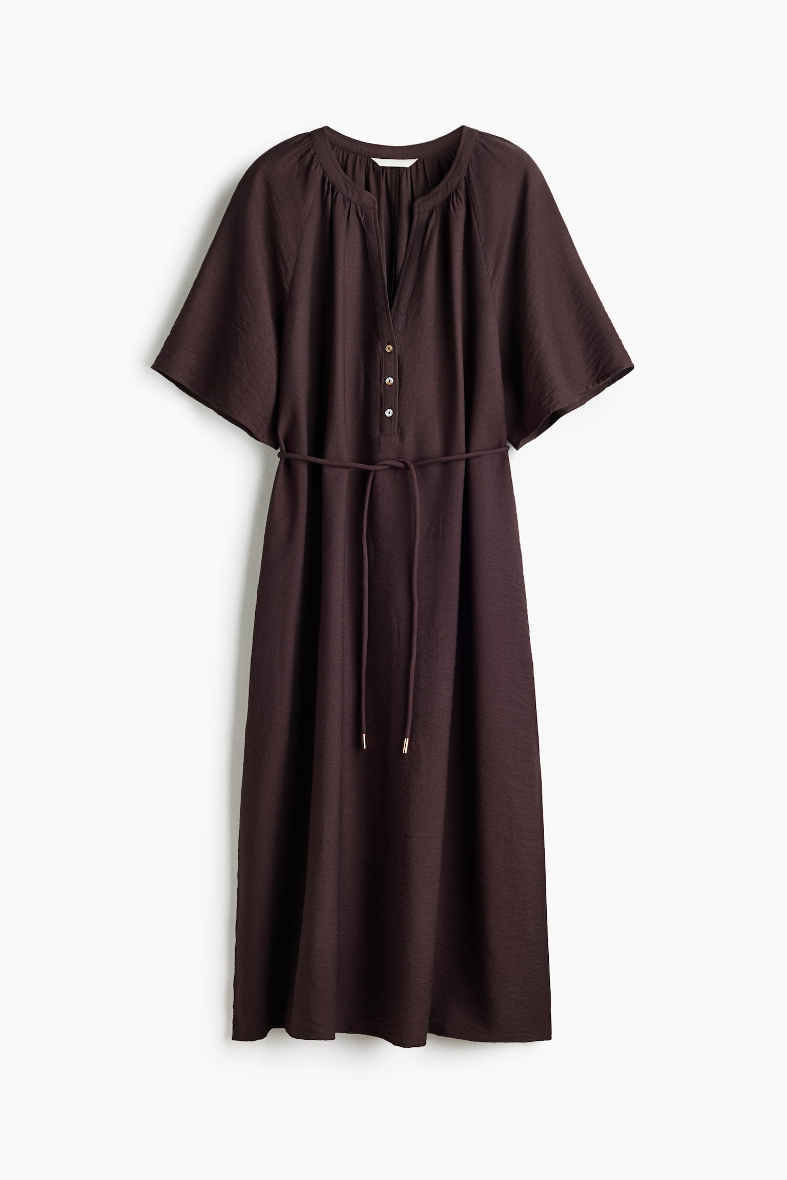 Vestido túnica con lazos - Café oscuro/Beige claro - 1
