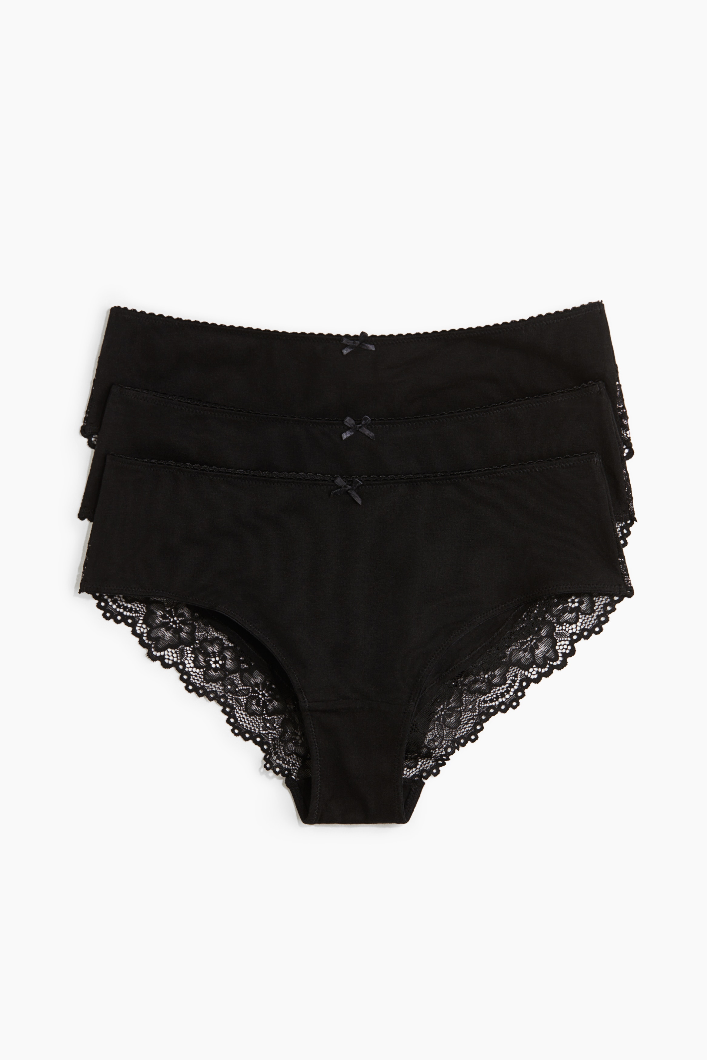 3-pack cotton and lace hipster briefs