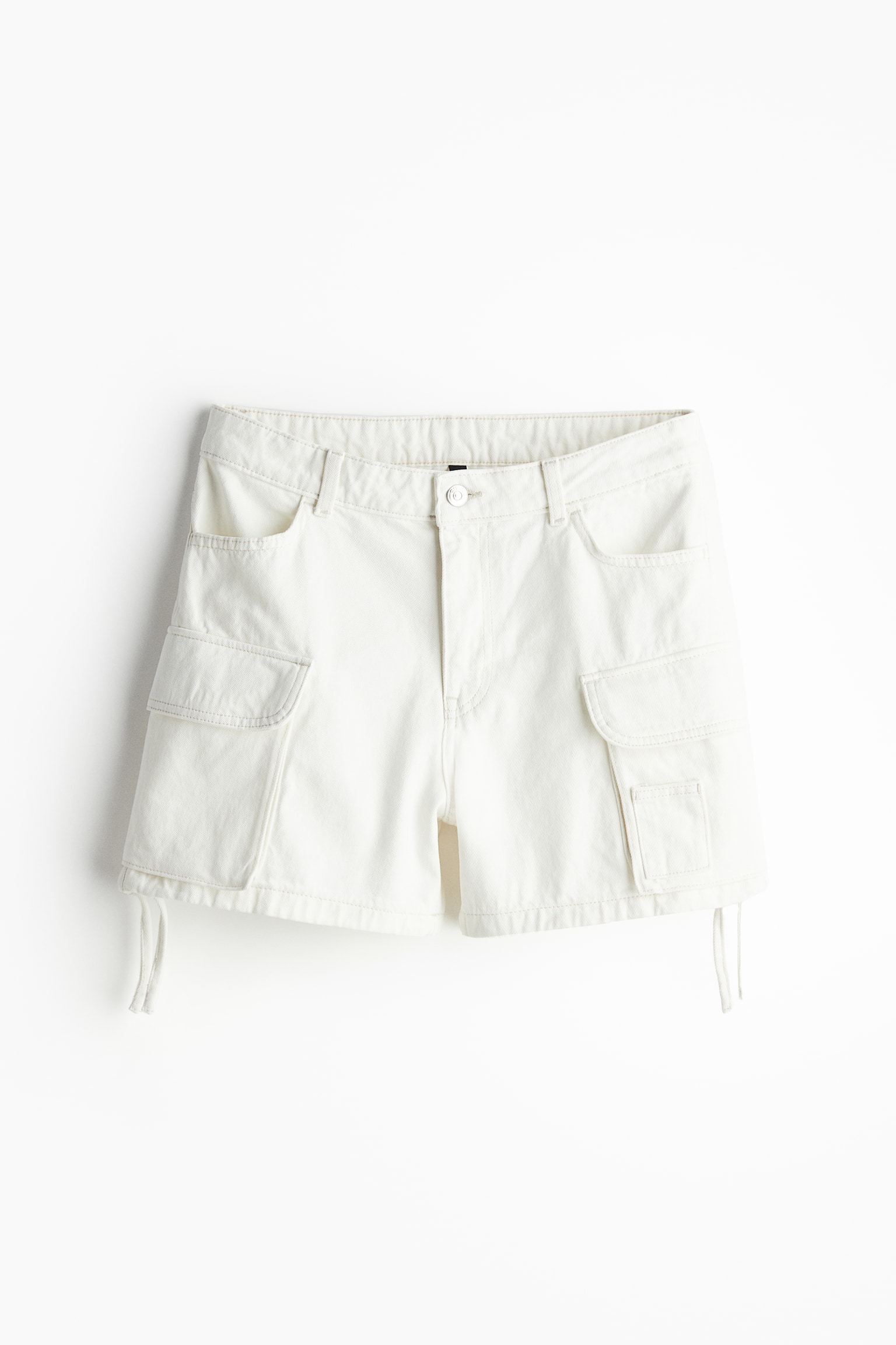 Regular Denim cargo shorts - White/Black/Dark greige - 2