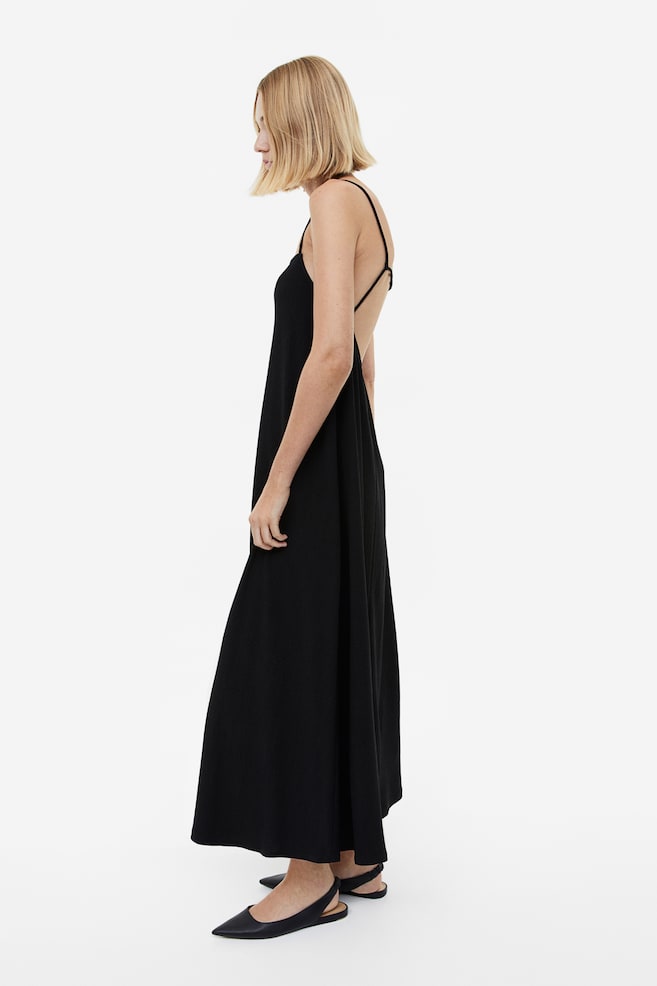 Textured strappy dress - Black - 5