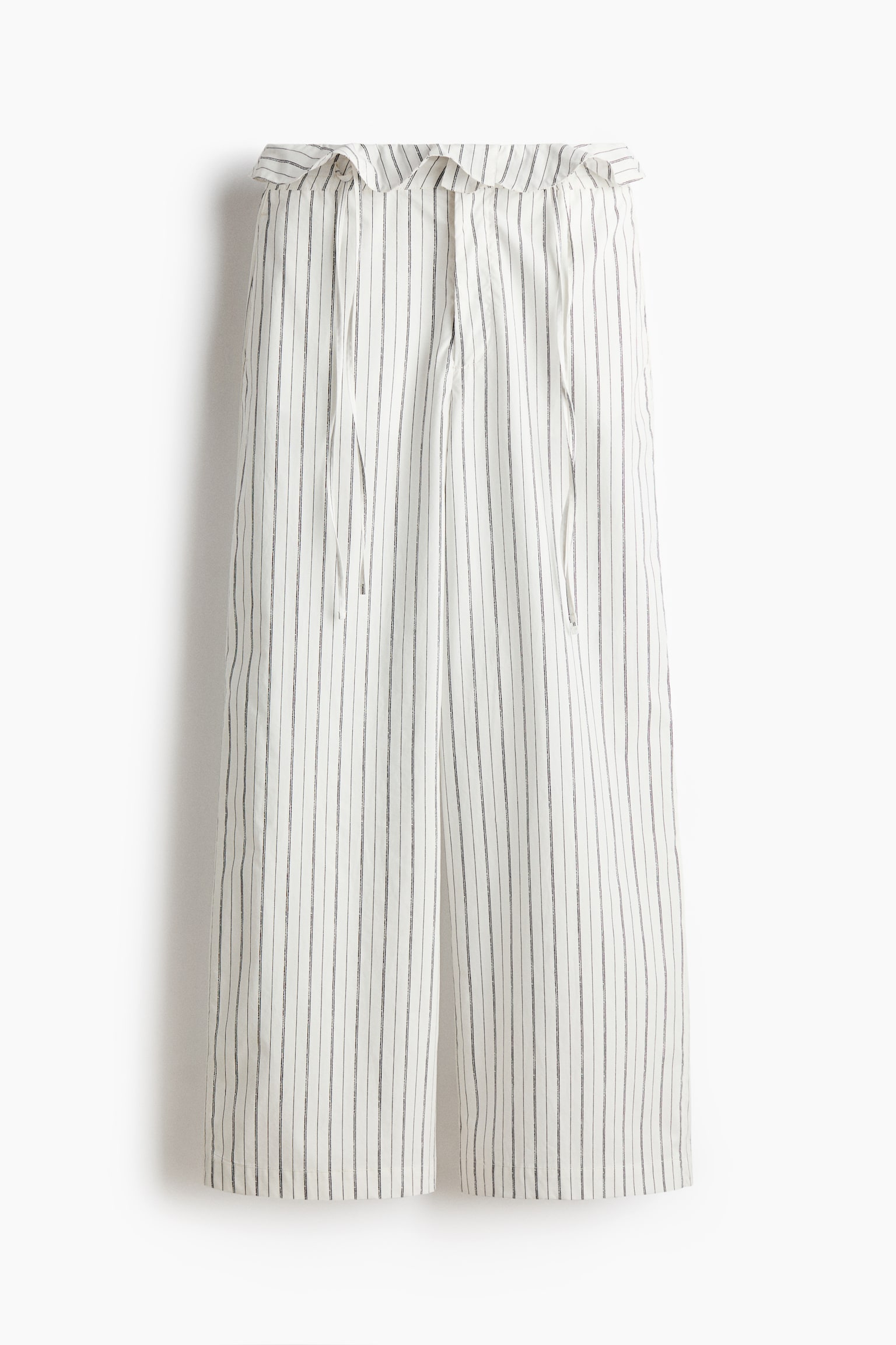 Drawstring-detail cotton trousers - White/striped - 1