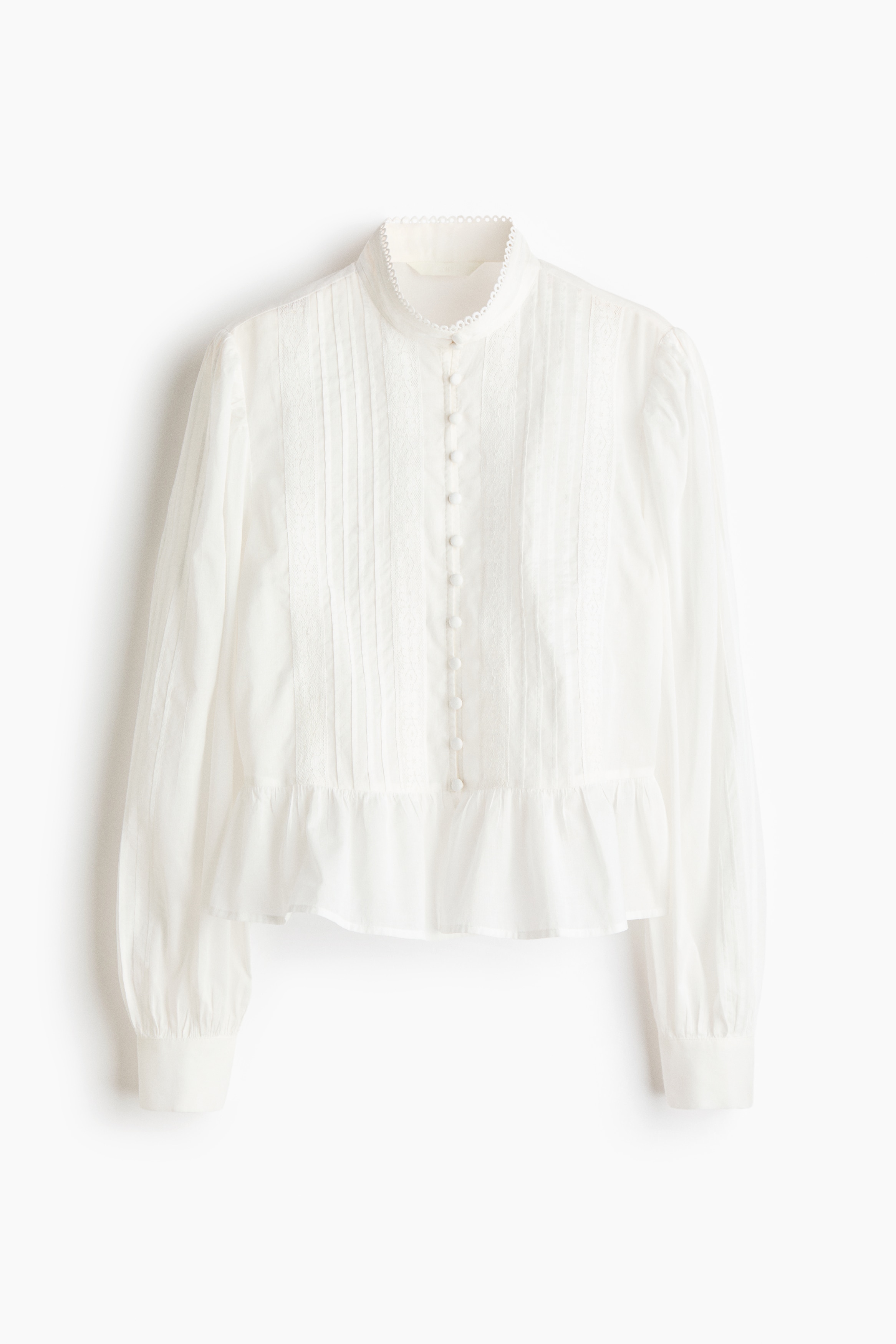 Áo kiểu có peplum bằng cotton - Màu trắng