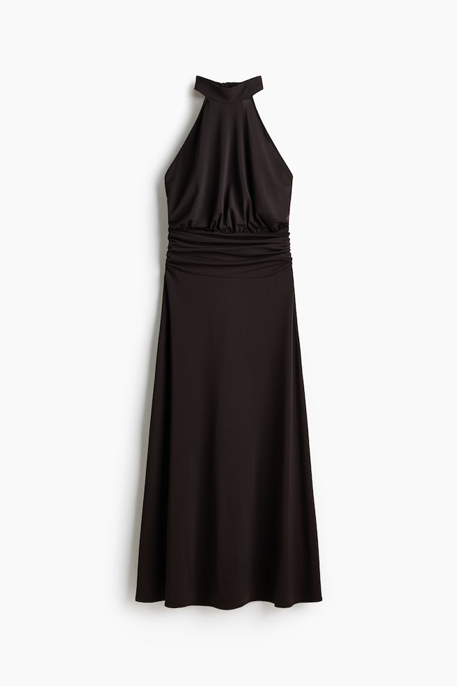 Halterneck Maxi Dress - Dark brown - 1