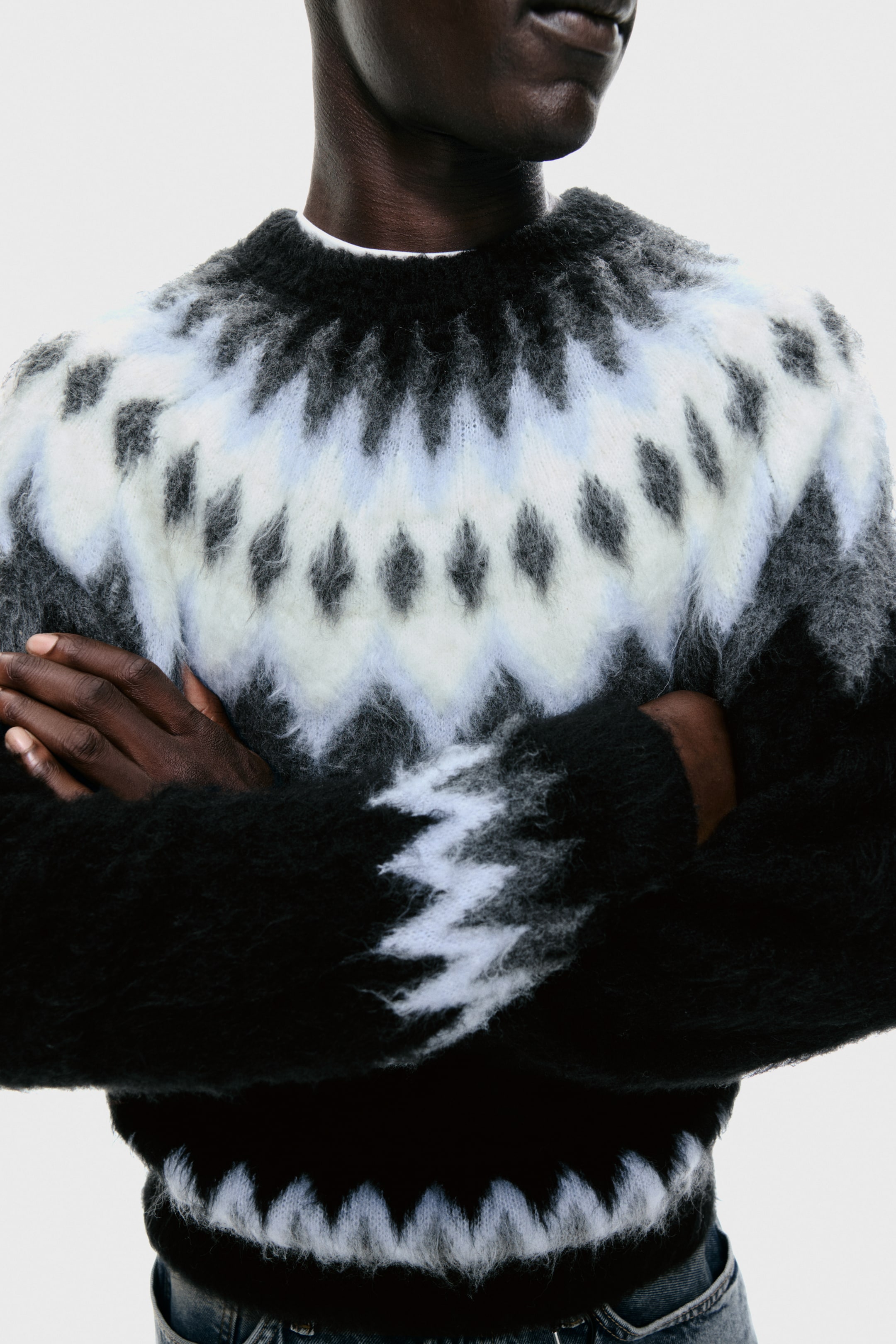 View larger image: Loose Fit Jacquard-knit jumper - Black/Patterned - Men | H&M IN 3