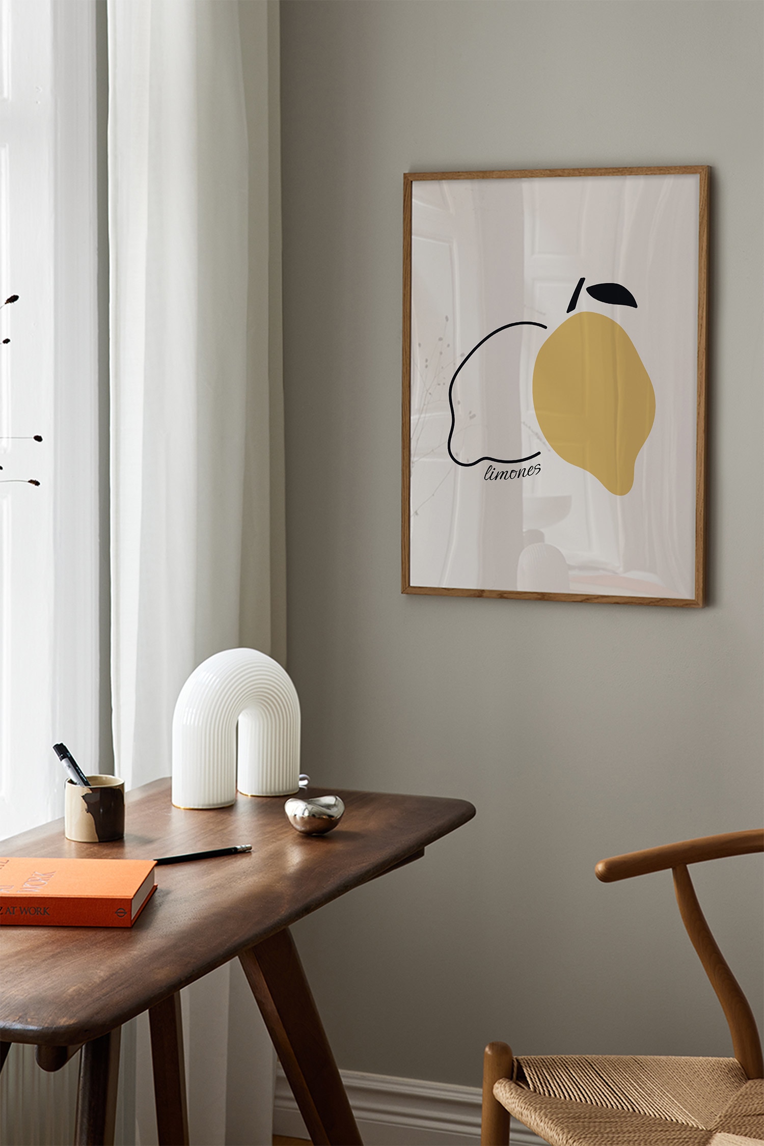 Limones Poster-Beige/gul/svart