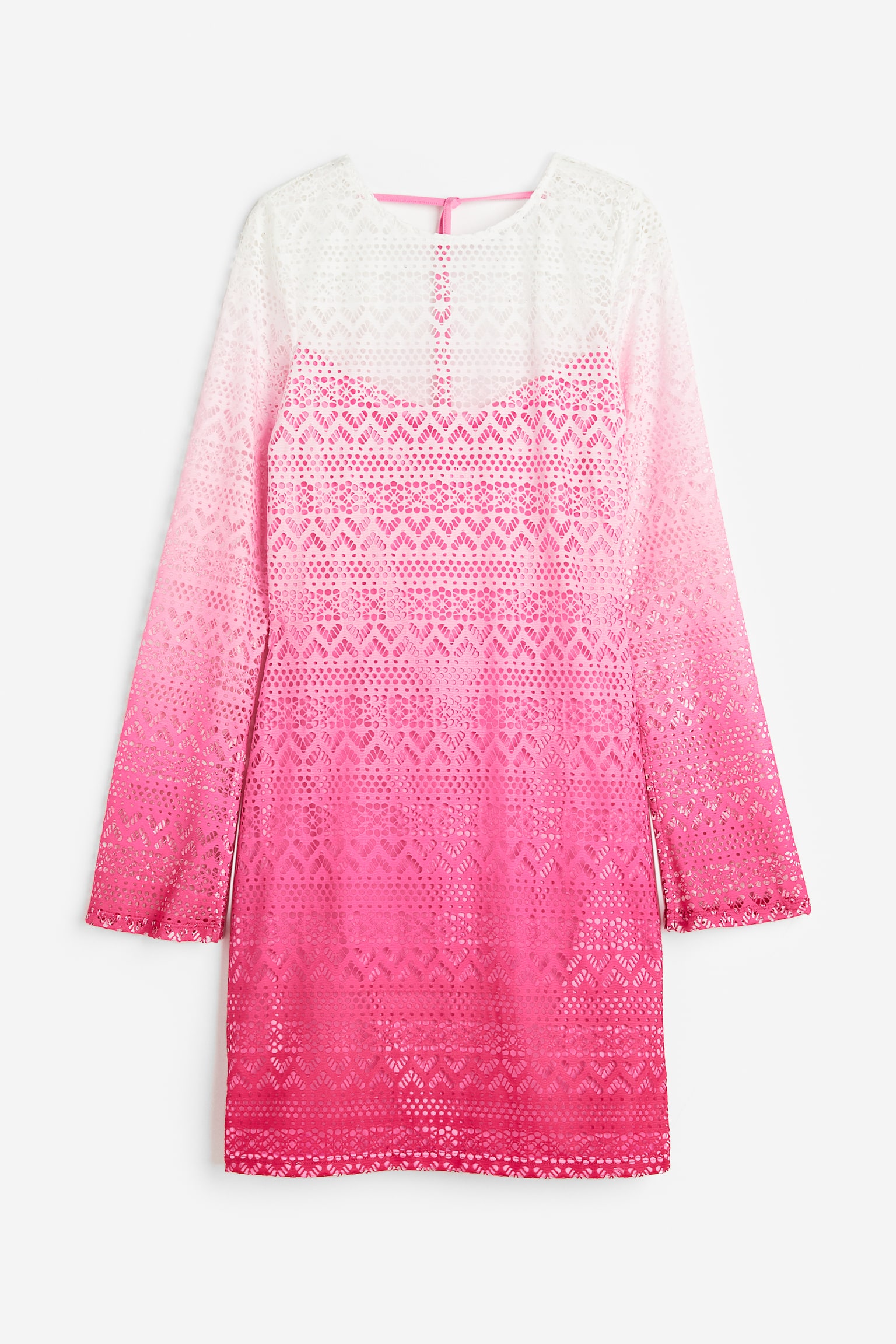 Hole Pattern Jersey Dress - Bright pink - 1