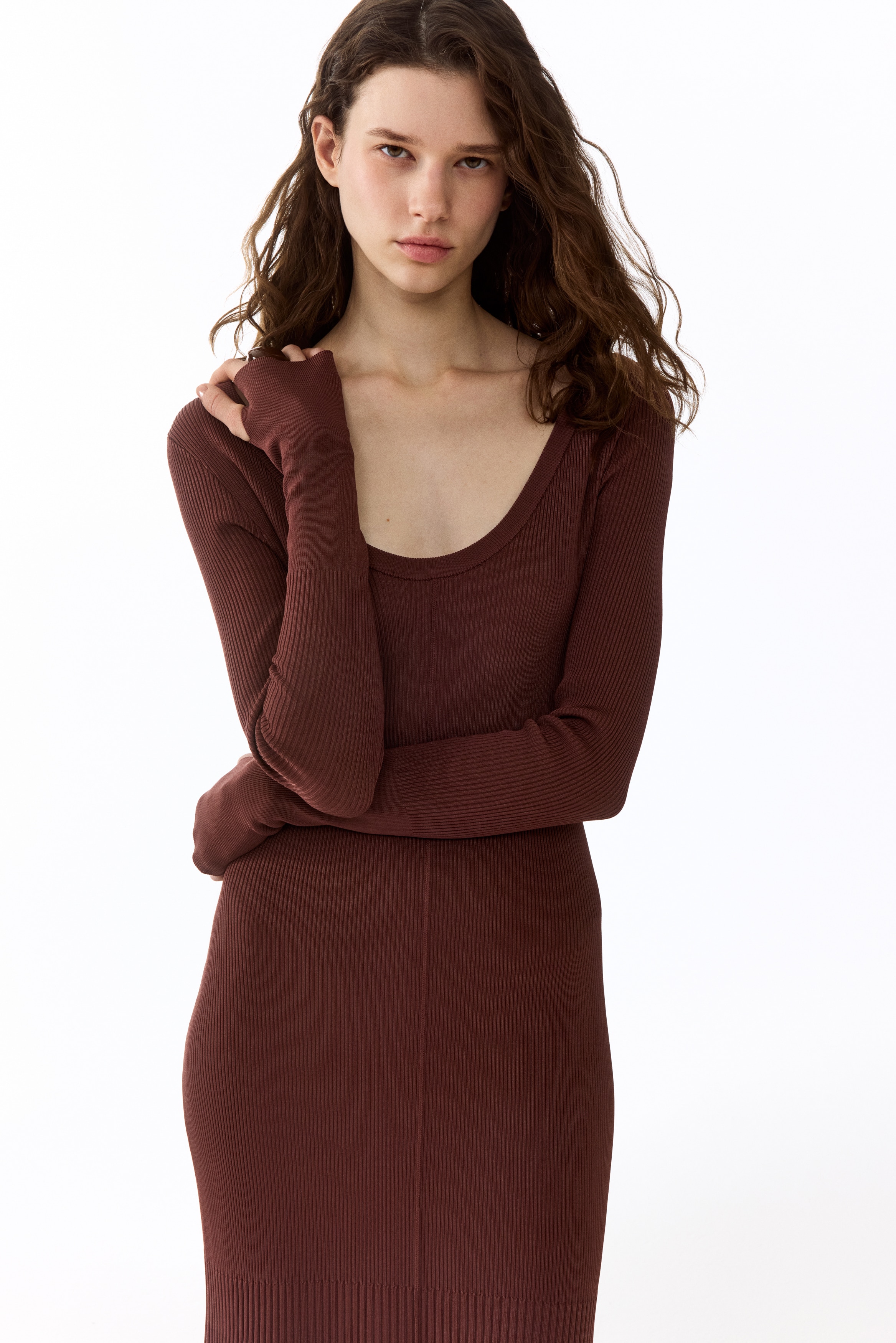 Haljina s ukrasnim čvorom - Smeđa