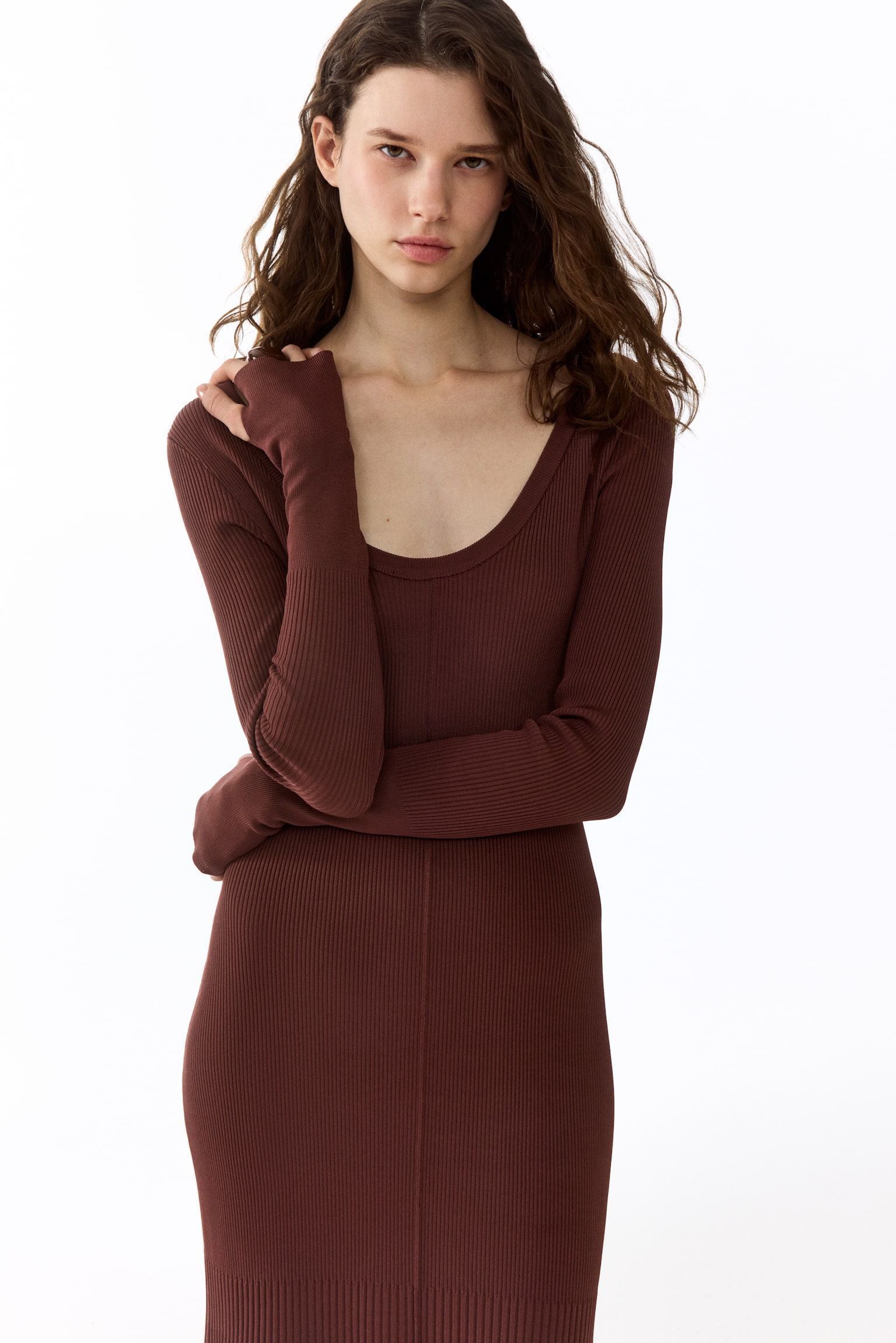 Twist-detail dress - Brown - 1
