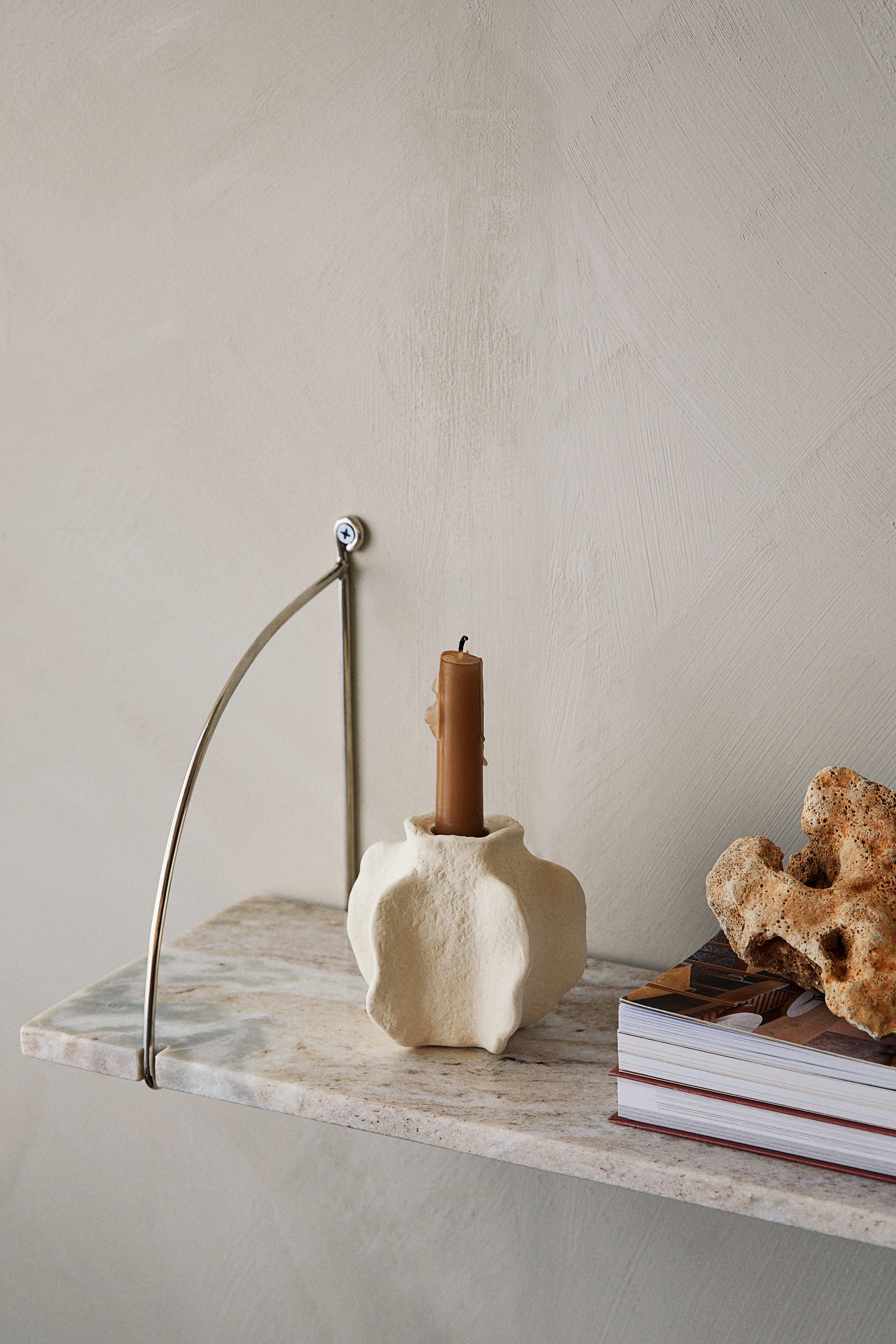 Estante de pared en mármol y metal - Blanco/Marmóreo