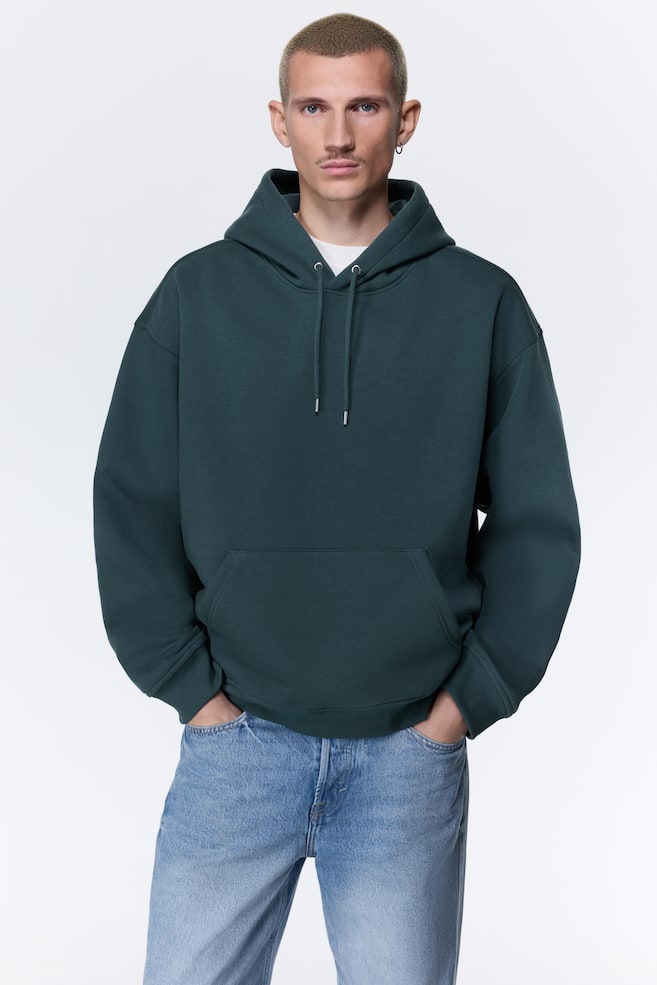 Loose Fit Hoodie - Dark teal/Black/Light gray melange/Dark gray/Navy blue/Dark forest green/Beige/Light gray/Light blue/Dark brown/Light blue/Dark khaki green/Pink/Plum/White/Red/Light beige/Eggplant - 2