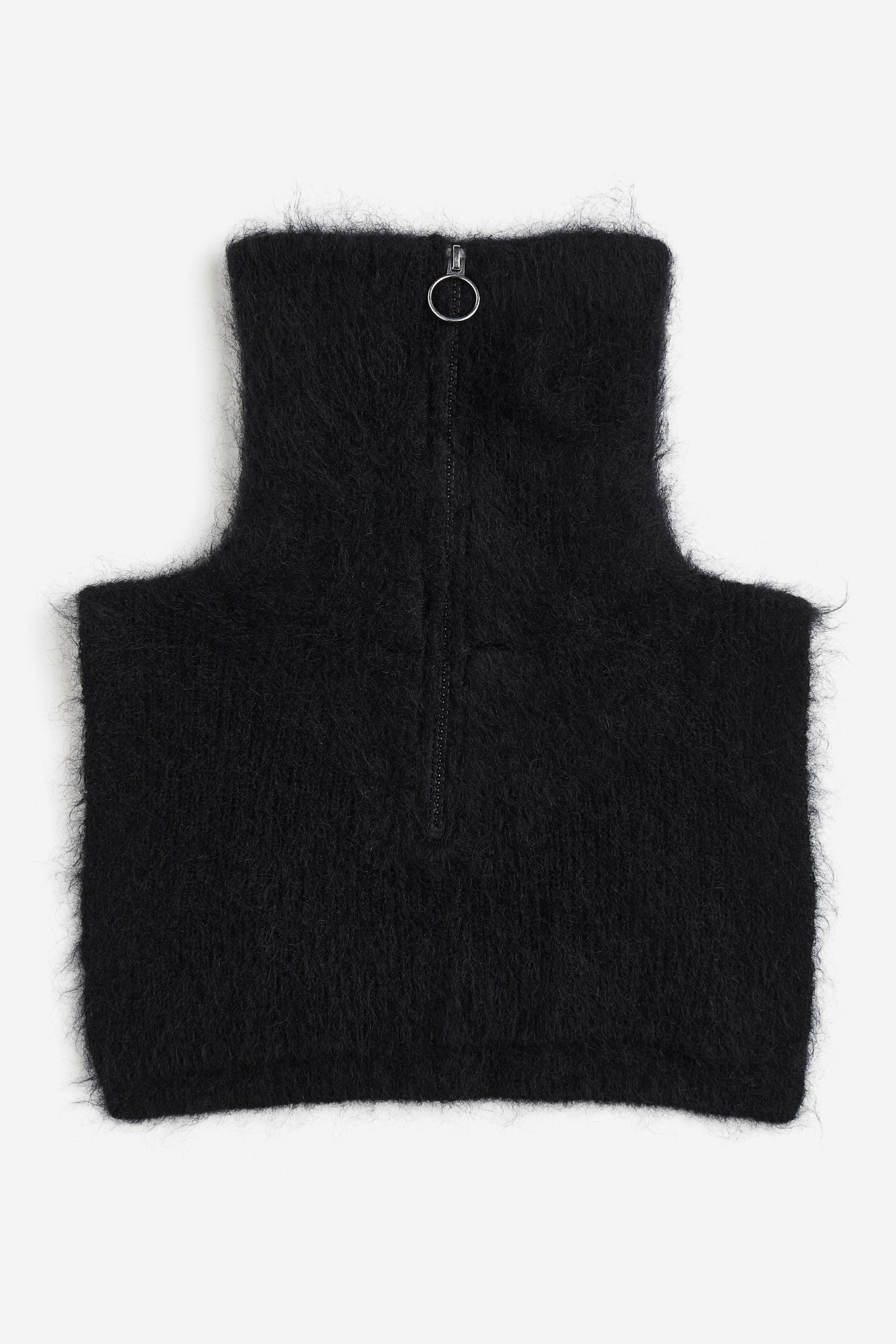 Mohair-blend polo-neck collar - Black/Beige marl - 1