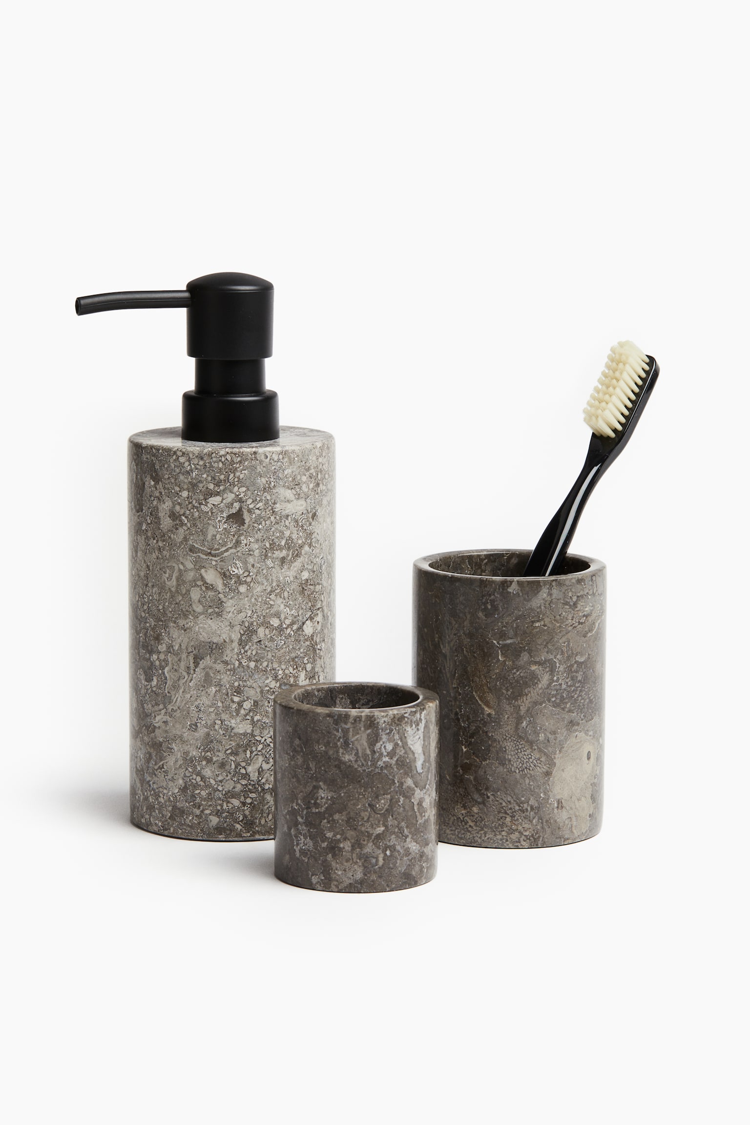 Marble toothbrush mug - Grey/Marbled/Light beige - 3