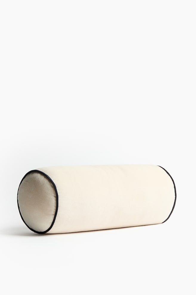 Nackenrolle aus Samt - Hellbeige/Schwarz/Helles Mattrosa - 1