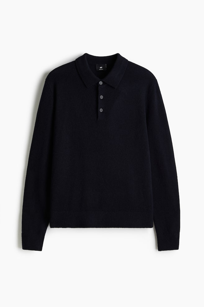 Regular Fit Wool polo shirt - Navy blue/Dark grey/Beige/Brown - 1