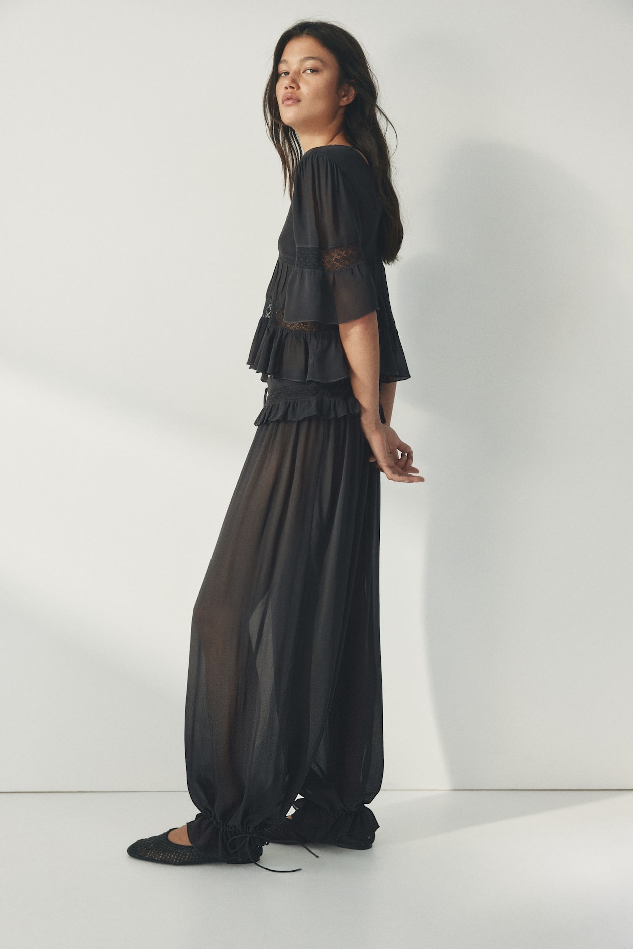 Lace-Detail Viscose Pants - image 5