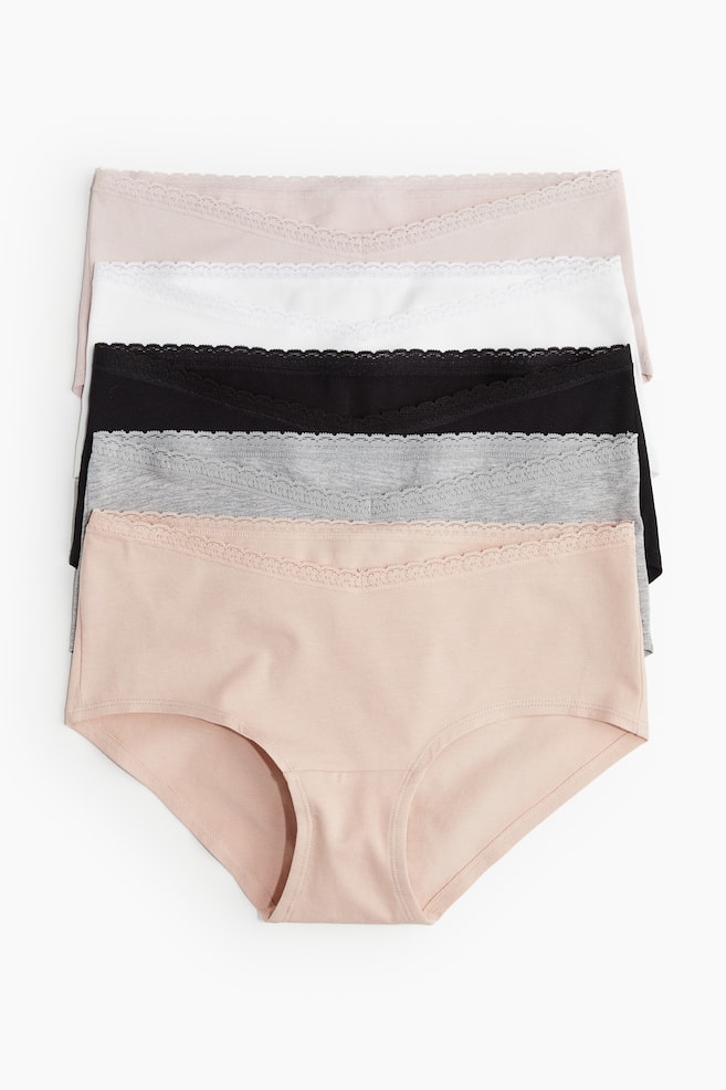 MAMA 5-pack hipster briefs - Light beige/White/Black/Cream/Pink/Black/Black - 1