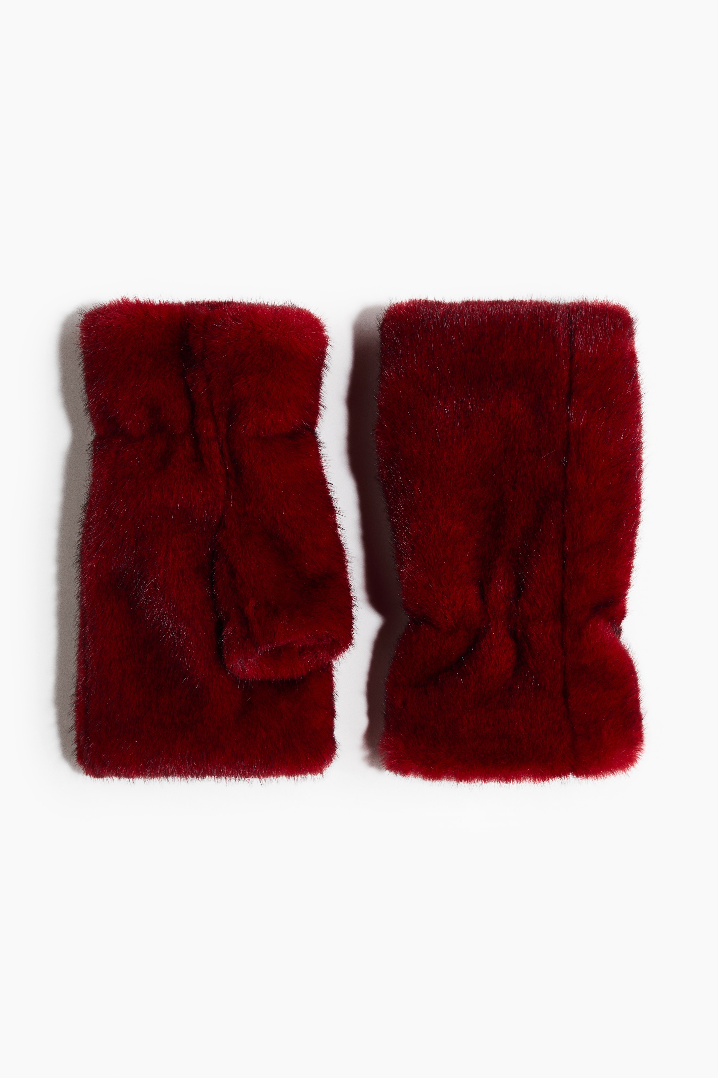 H & M - Fluffy fingerless gloves - レッド
