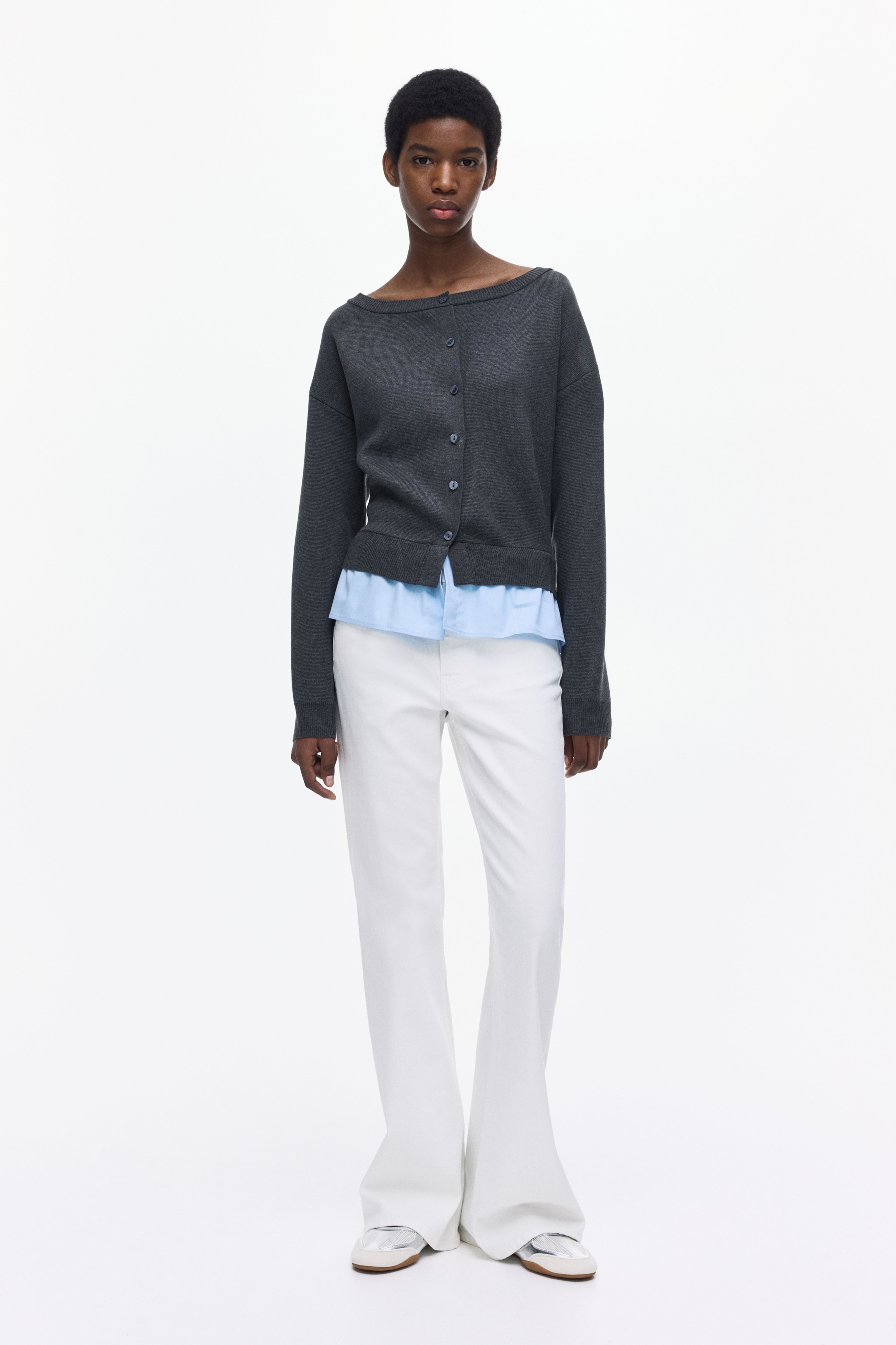Layered Off-the-Shoulder Cardigan