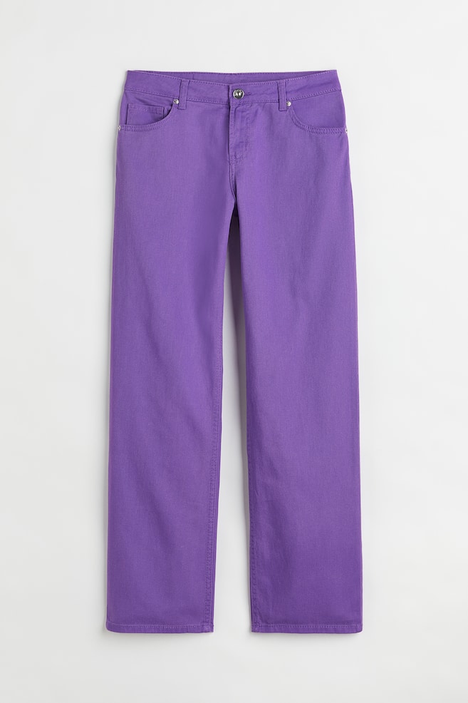 Wide twill trousers - Plum purple/Patterned - Ladies